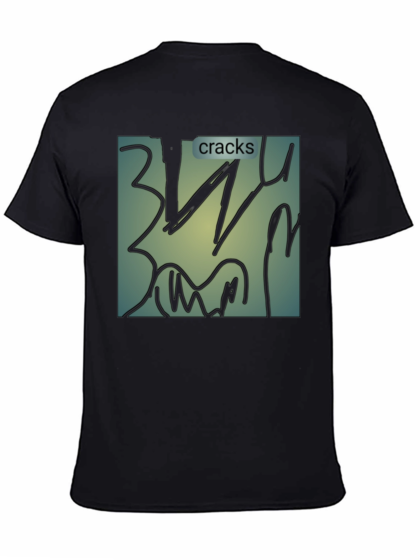 Black Cracks Graphic T-Shirt - Modern Abstract Art Tee view 4