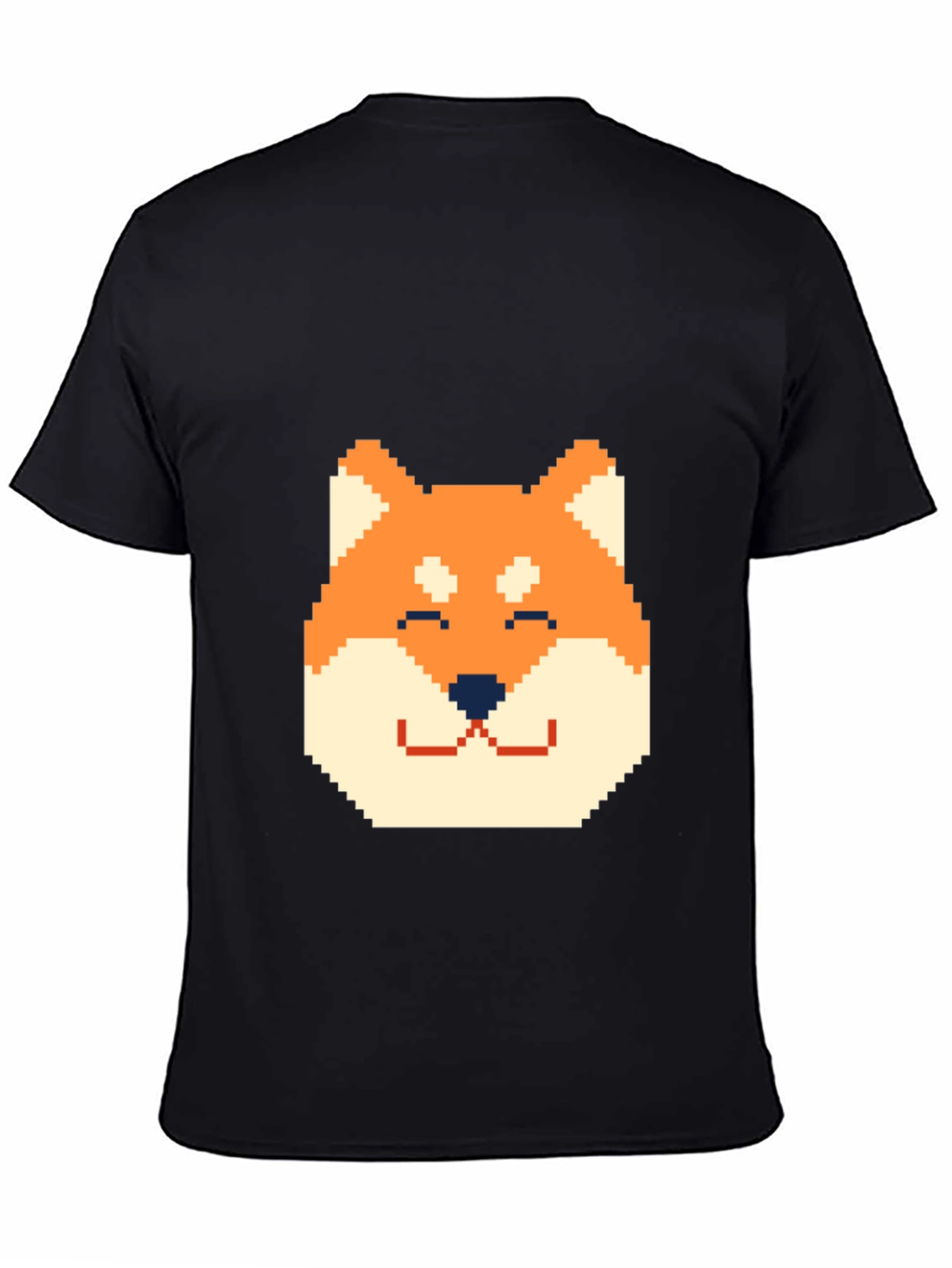 Black Pixel Doge Head T-Shirt - Black view 4