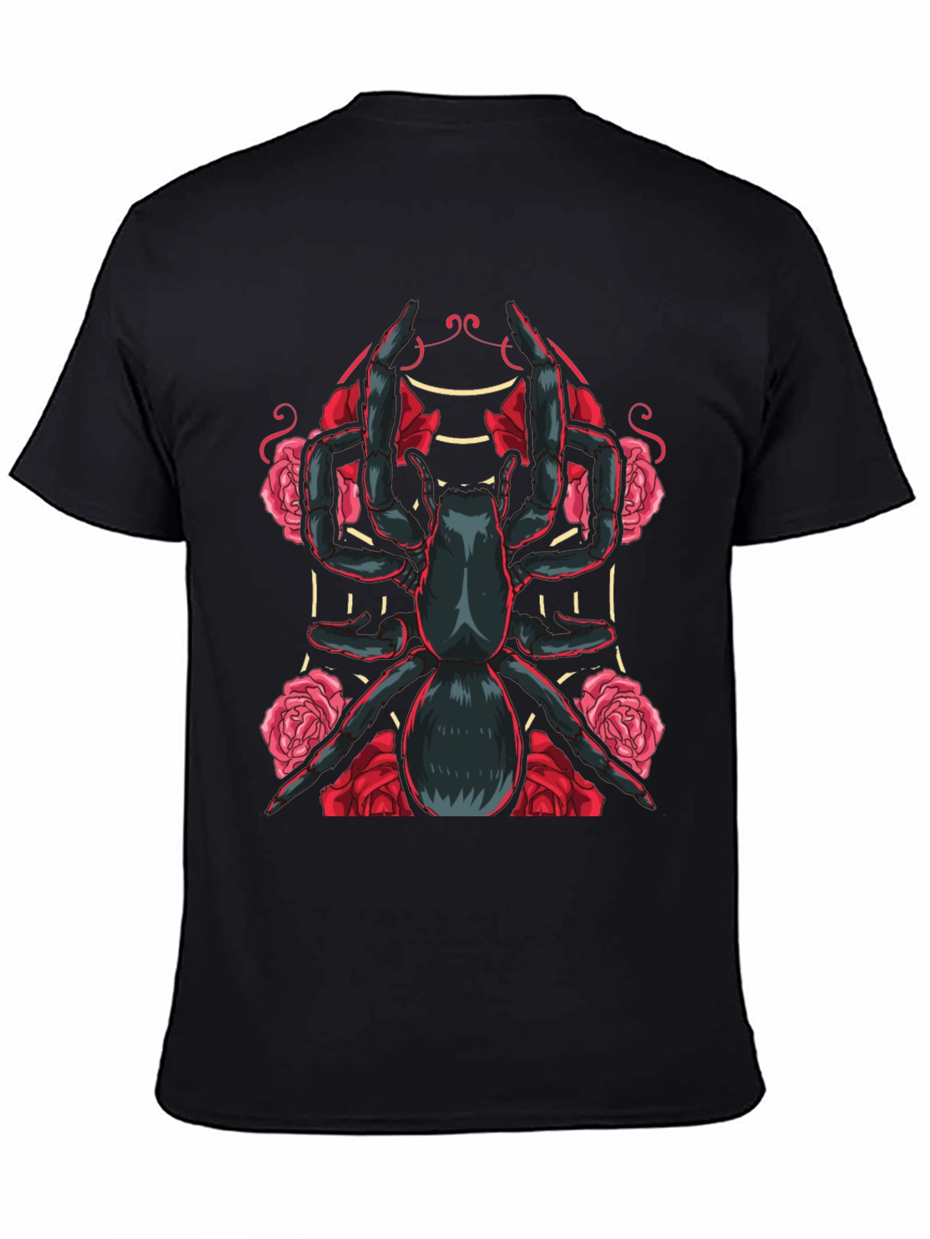 Black Spider & Roses Graphic T-Shirt - Dark Aesthetic view 4