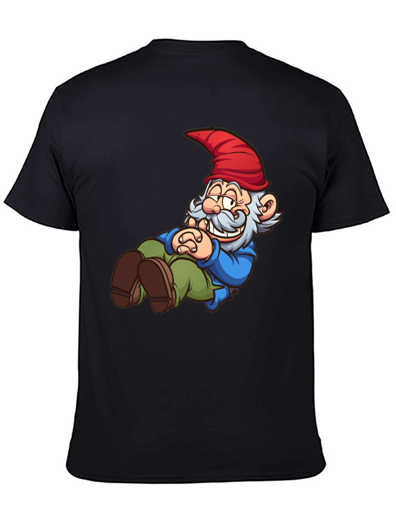 Black Funny Gnome T-Shirt - Cartoon Graphic Tee view 4
