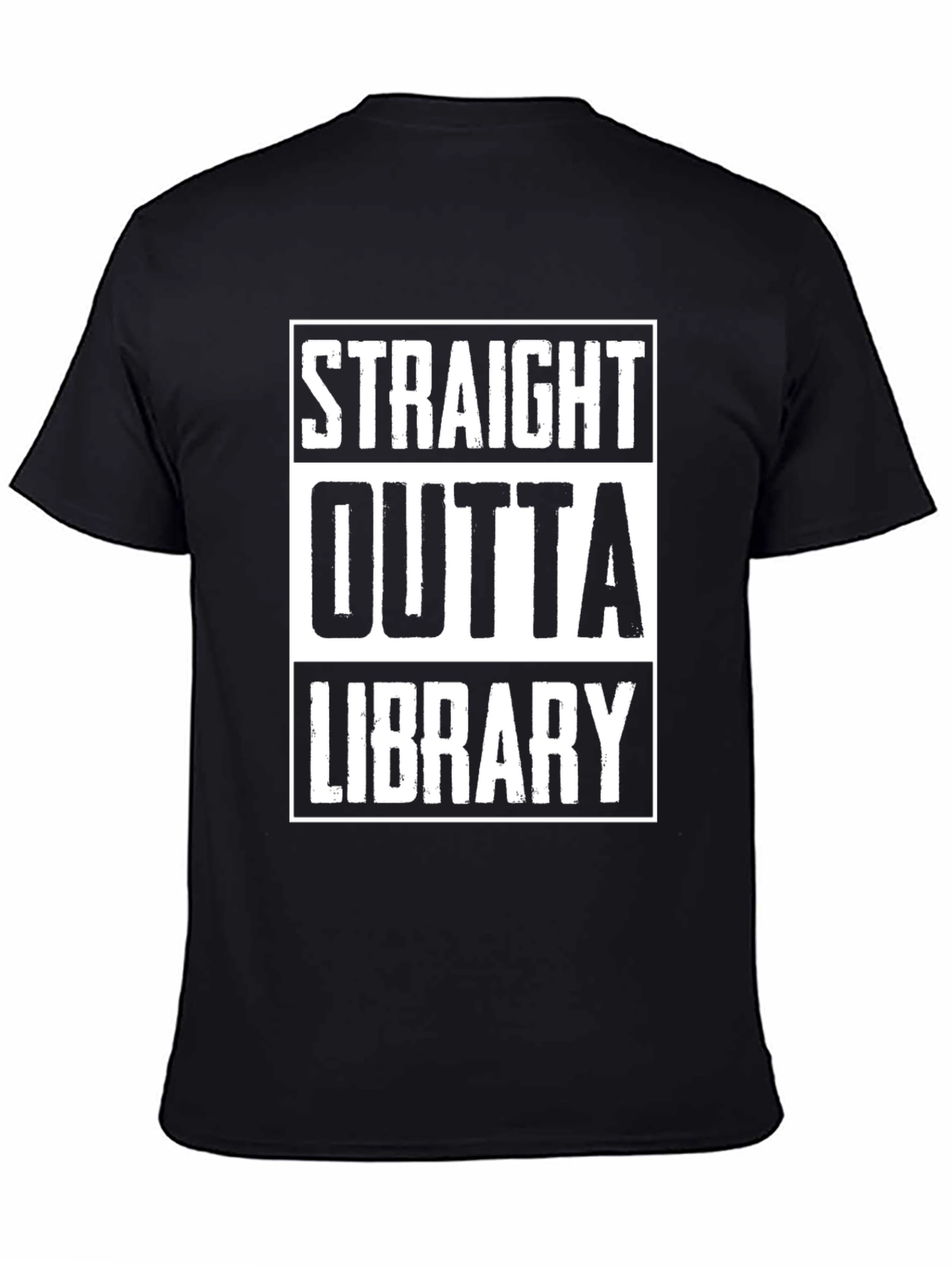 Black Straight Outta Library Black Graphic Tee view 4