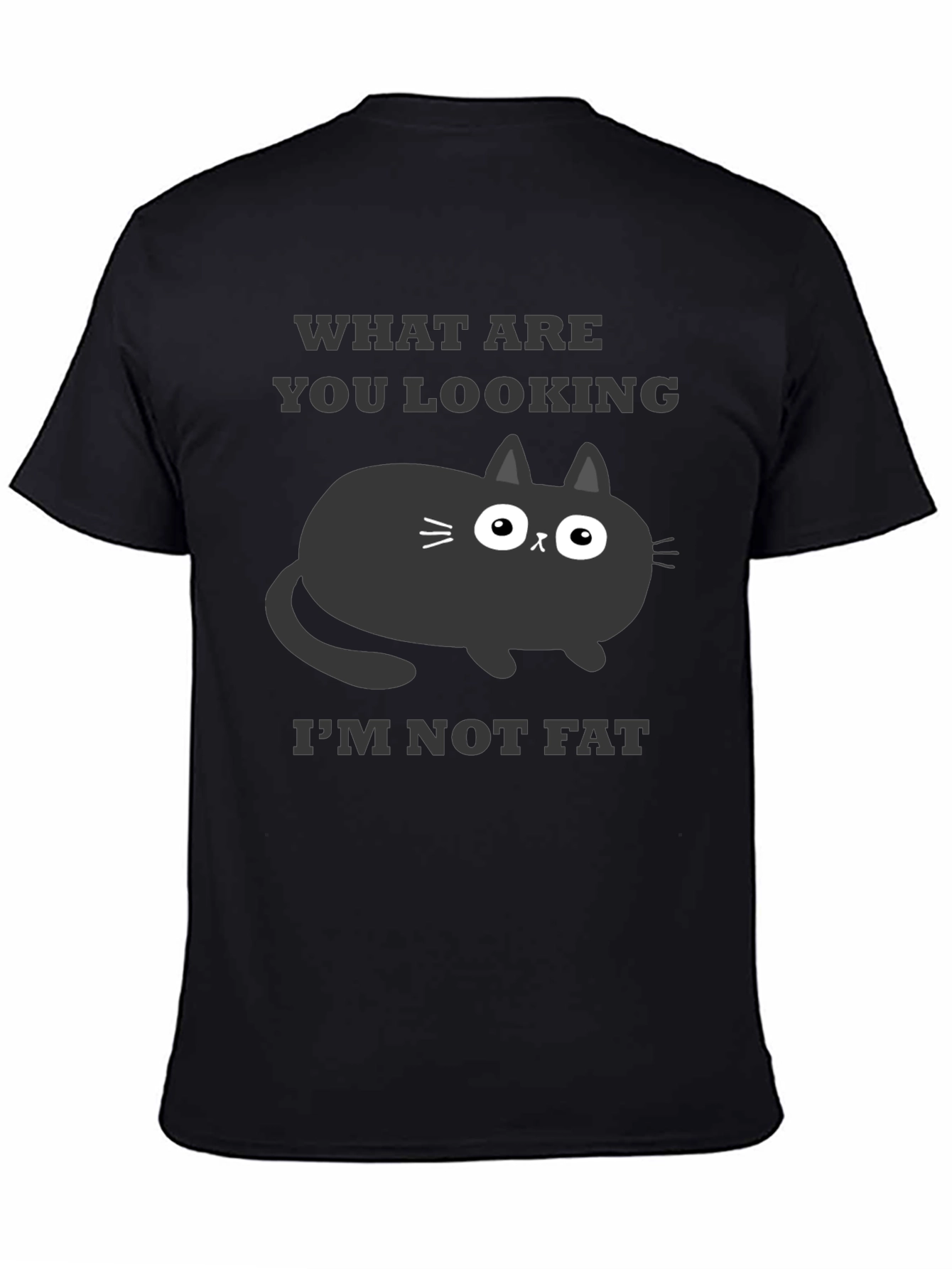 Black Funny Cat T-Shirt - What Are You Looking At? view 4