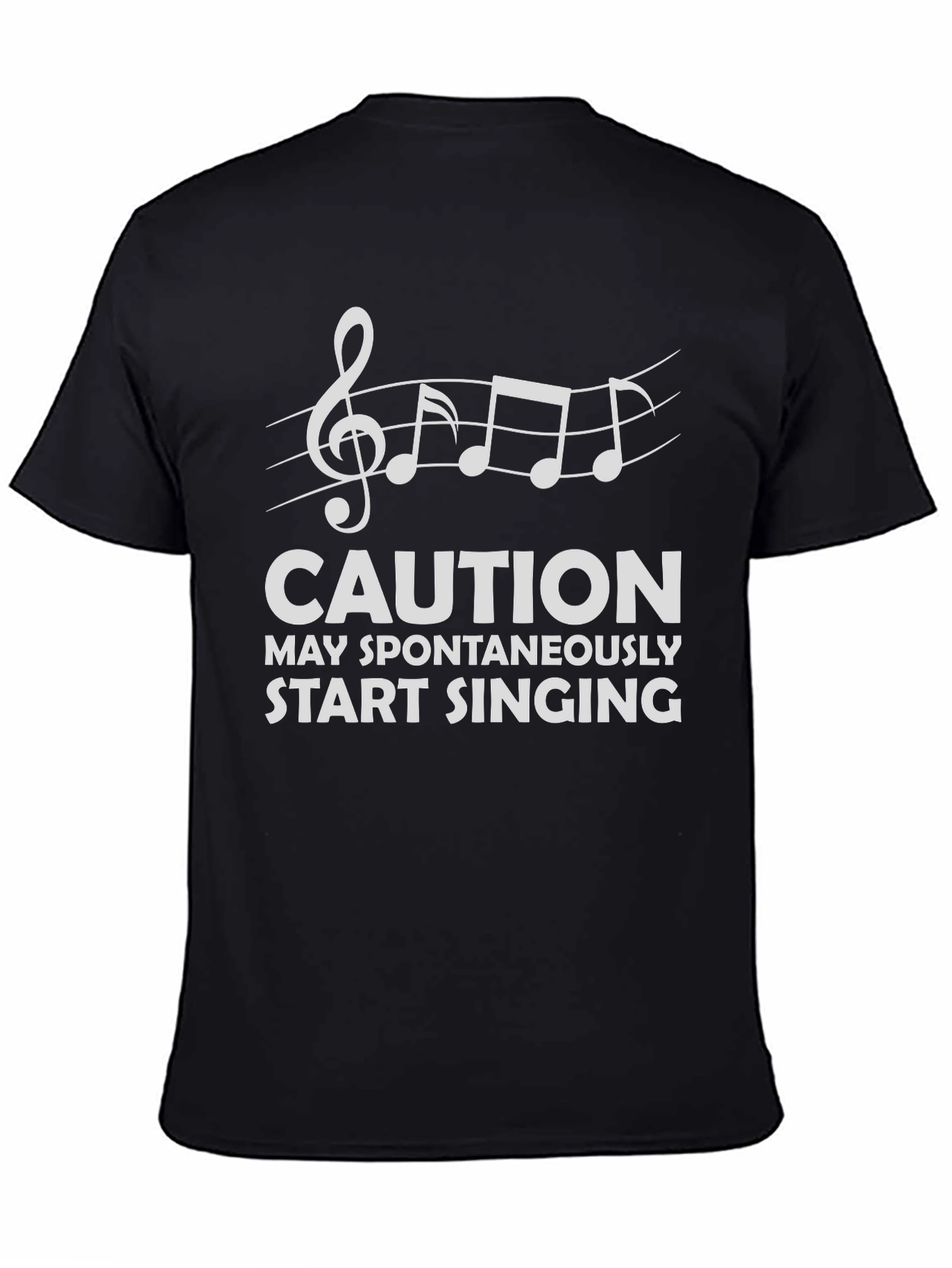 Black Caution May Spontaneously Start Singing Black T-Shirt view 4