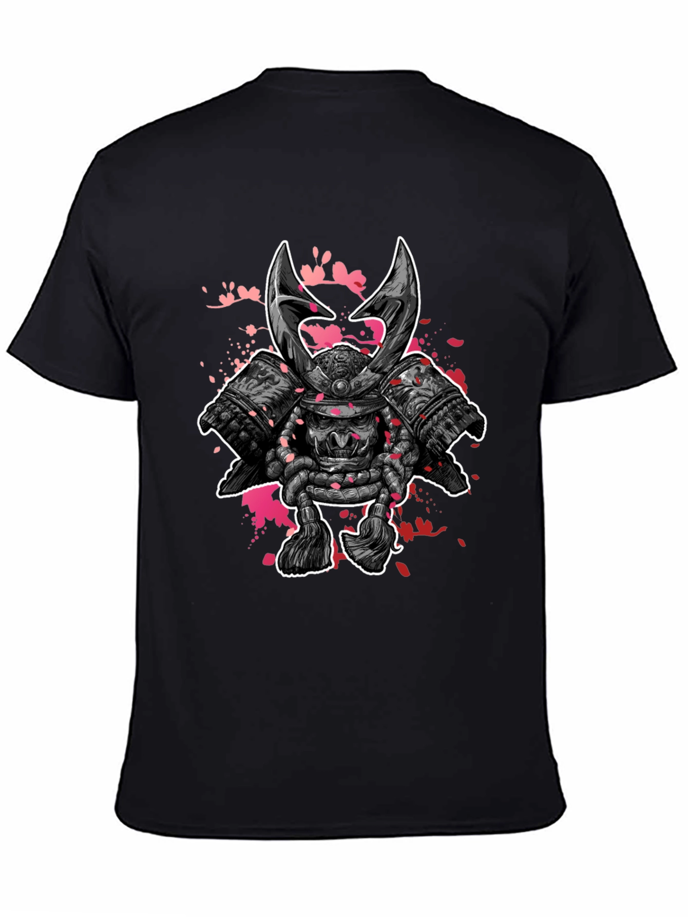 Black Samurai Warrior Graphic Print Black T-Shirt view 4