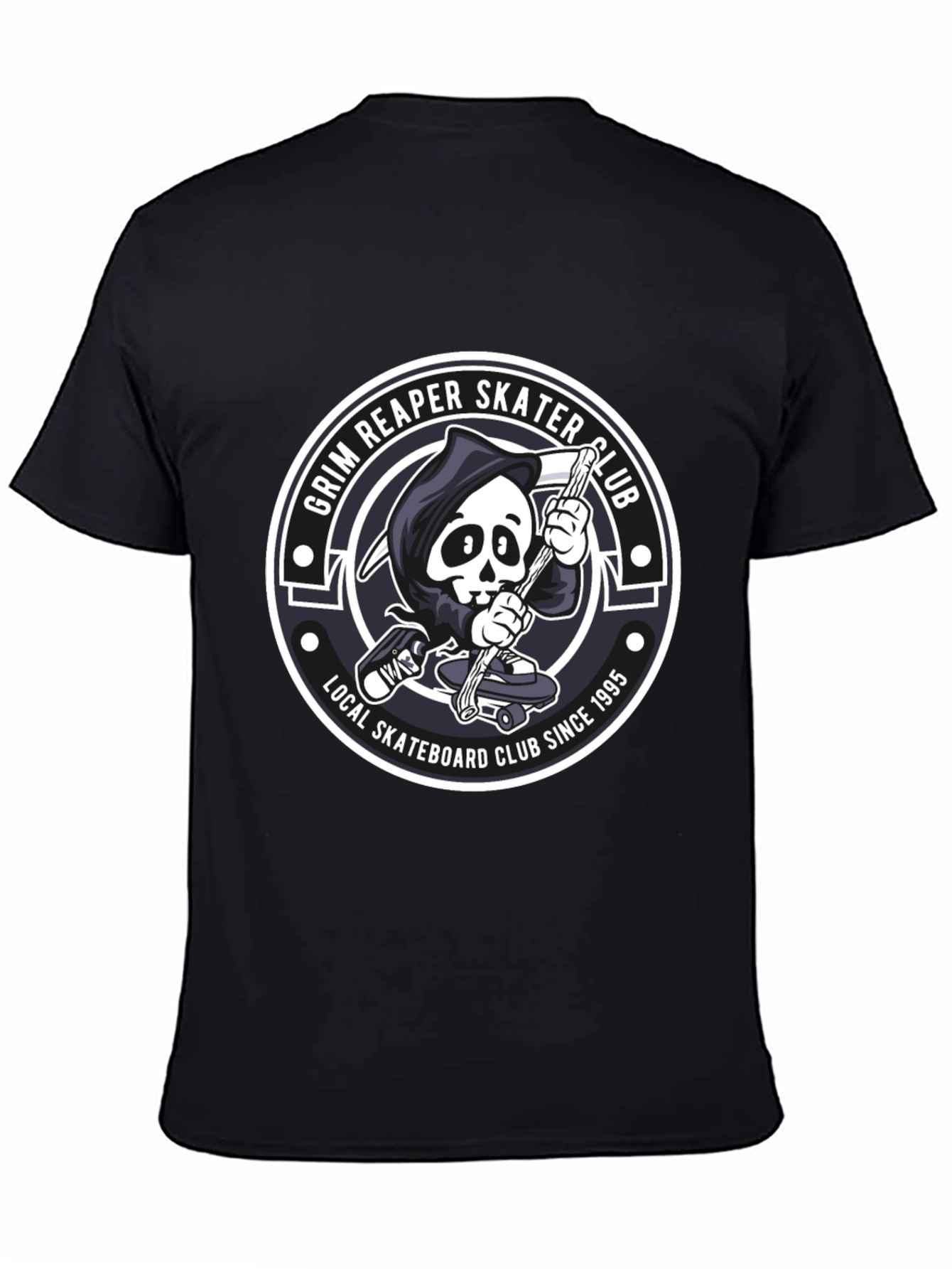 Black Grim Reaper Skater Club Black T-Shirt view 4