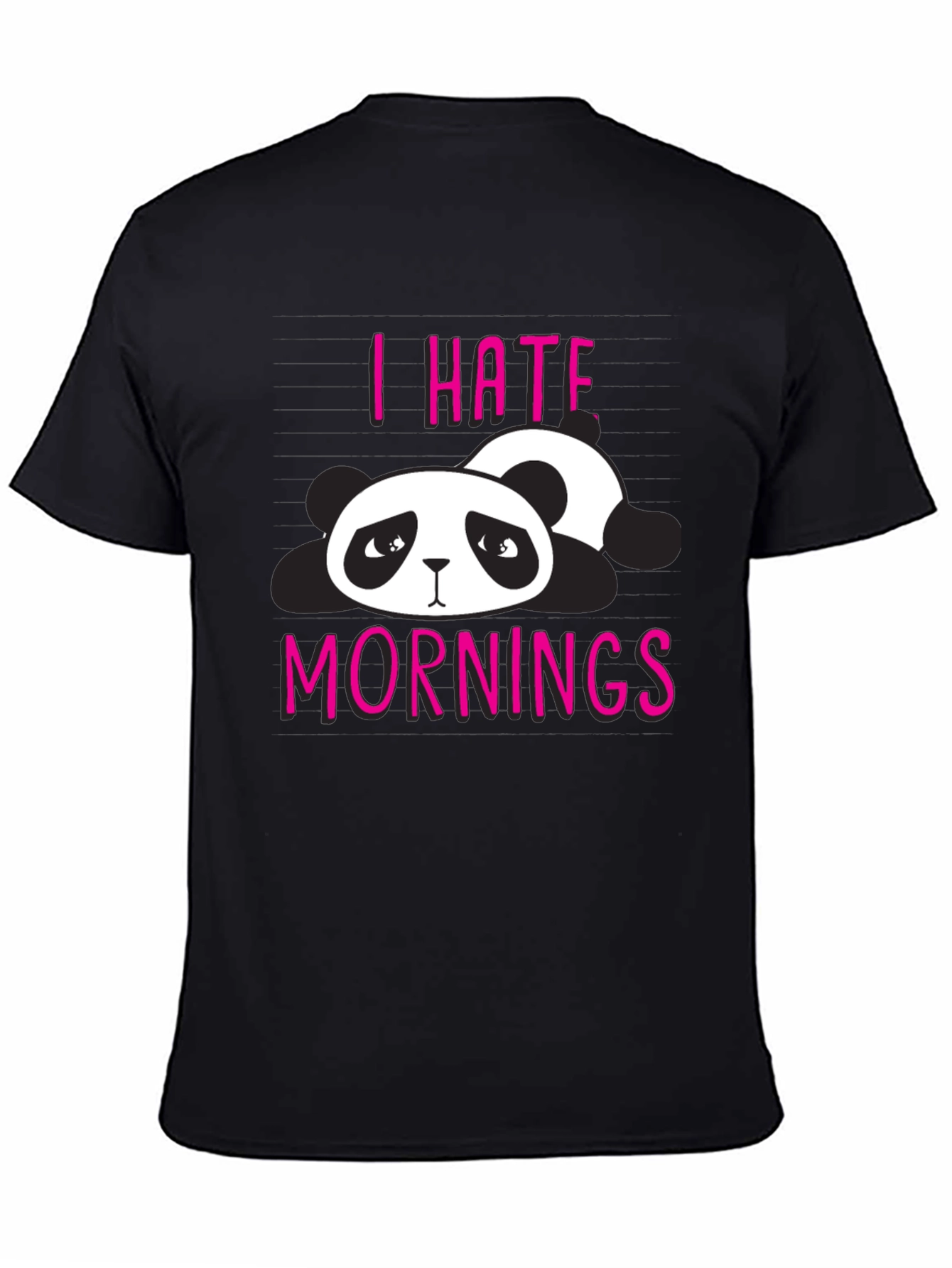 Black I Hate Mornings Panda Graphic T-Shirt view 4