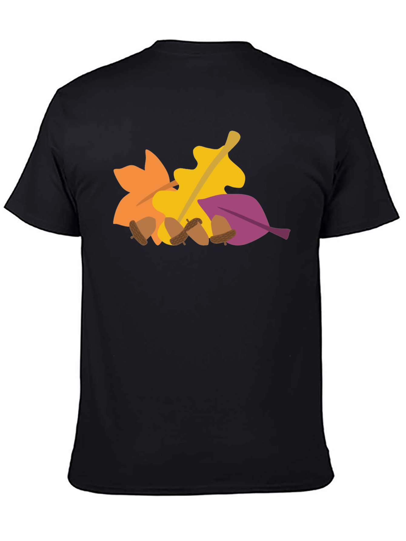 Black Fall Leaves & Acorns Graphic Tee - Autumn Vibes view 4