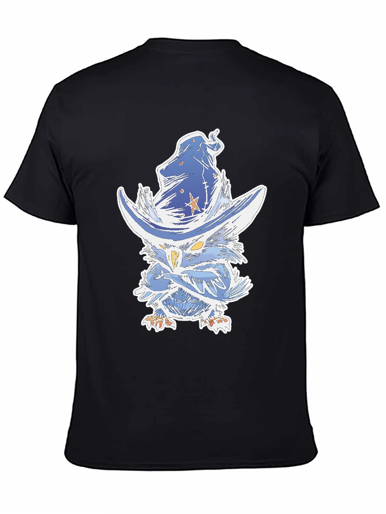 Black Wizard Owl Graphic T-Shirt - Black, Cotton Blend view 4