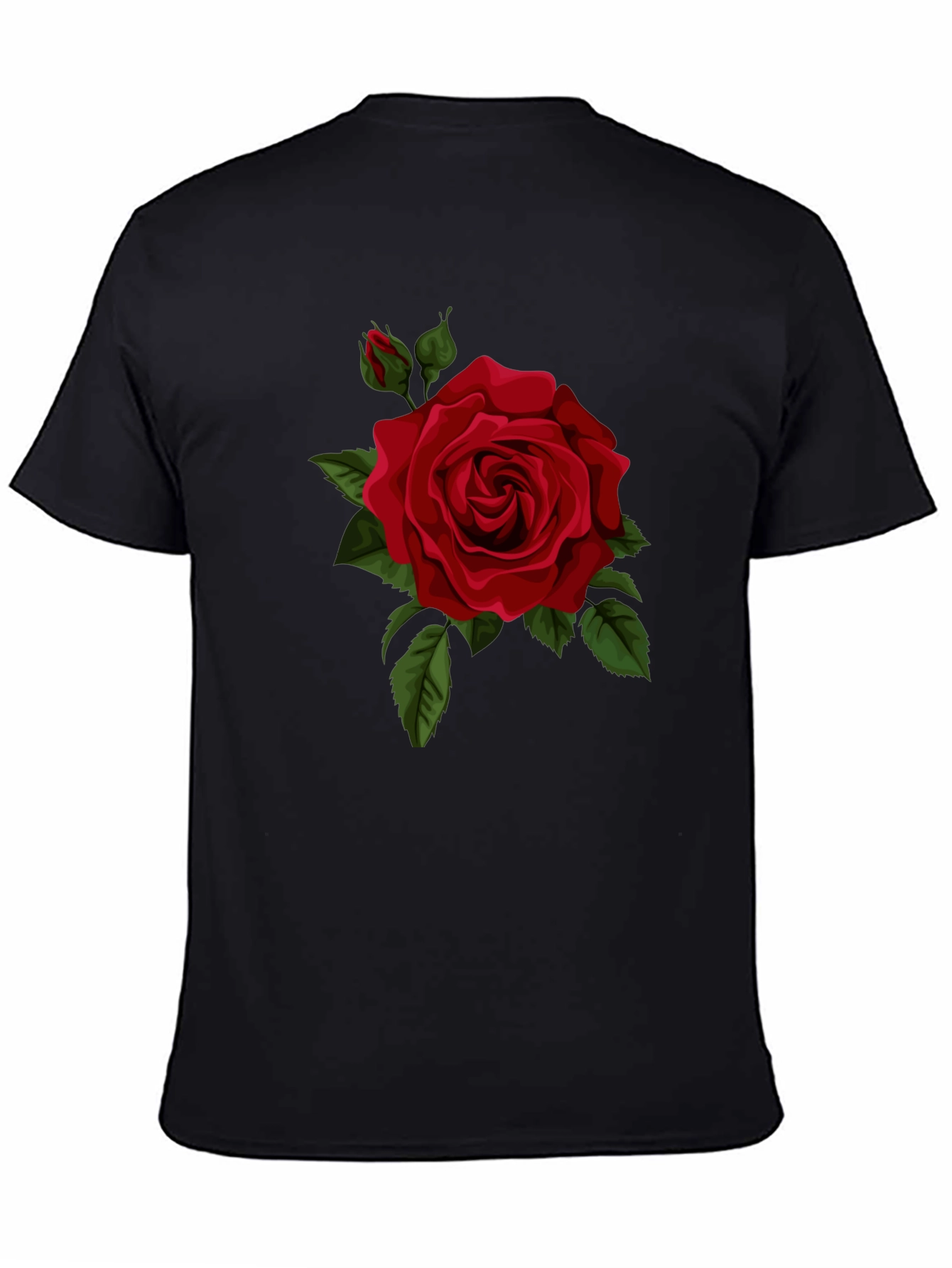 Black Red Rose Graphic Black T-Shirt view 4