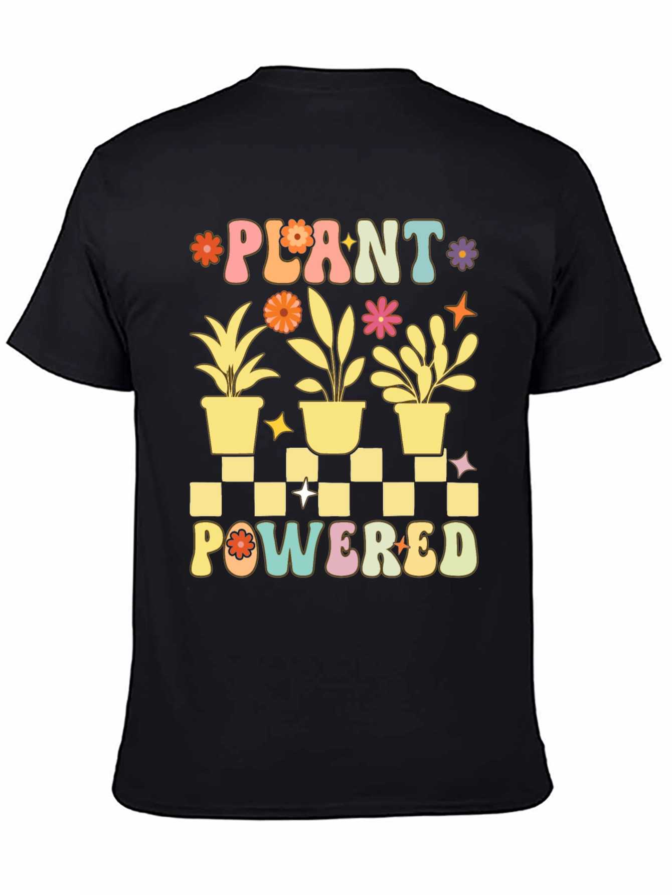 Black Plant Powered Graphic Tee - Black Cotton T-Shirt view 4