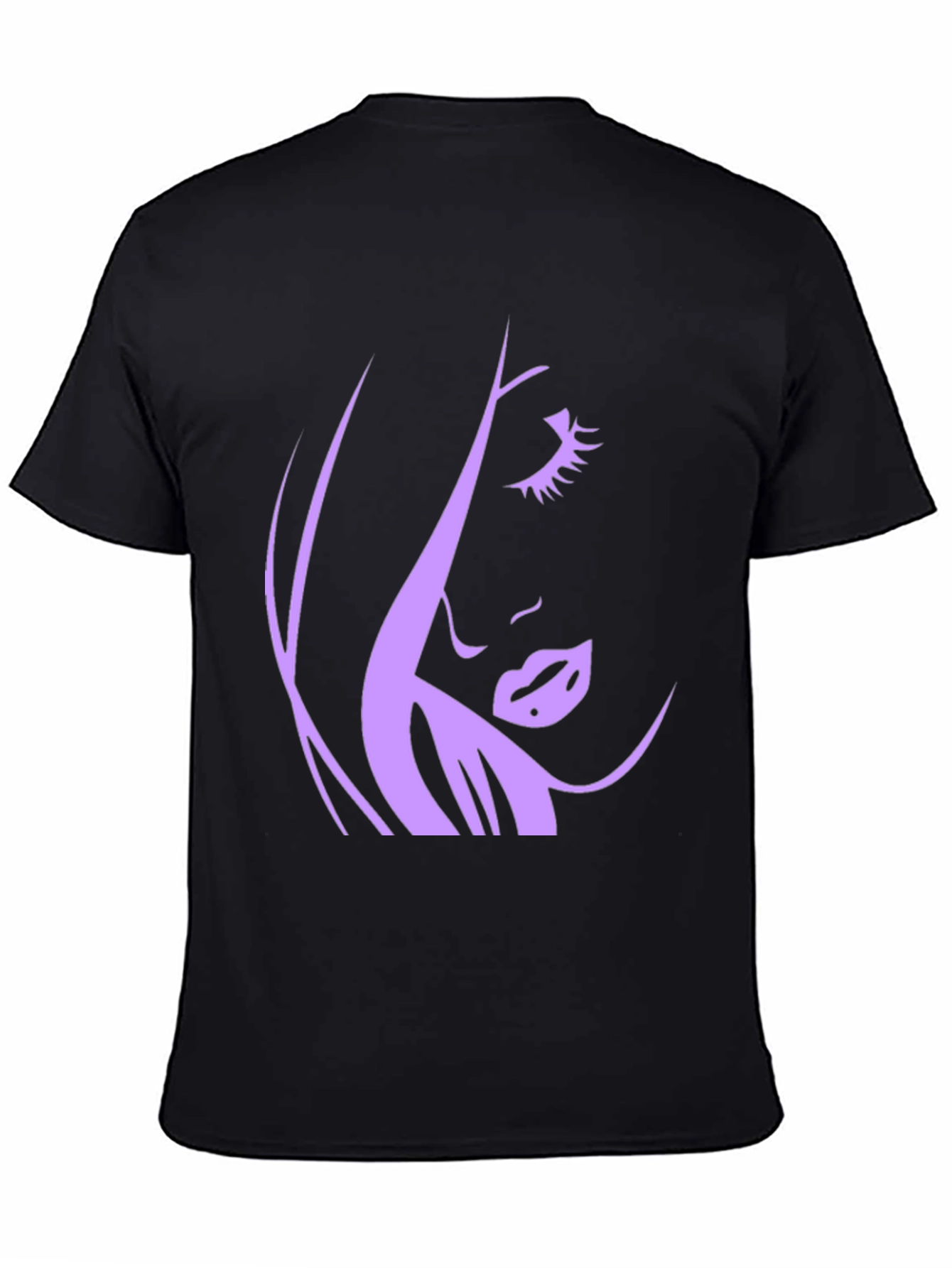 Black Silhouette Woman Graphic Tee - Black Cotton T-Shirt view 4