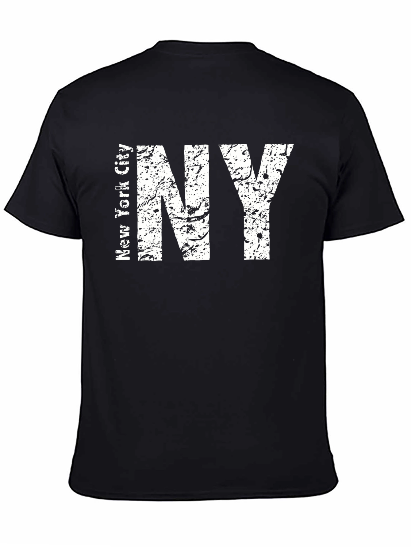 Black Distressed NY Text Graphic Black T-Shirt view 4
