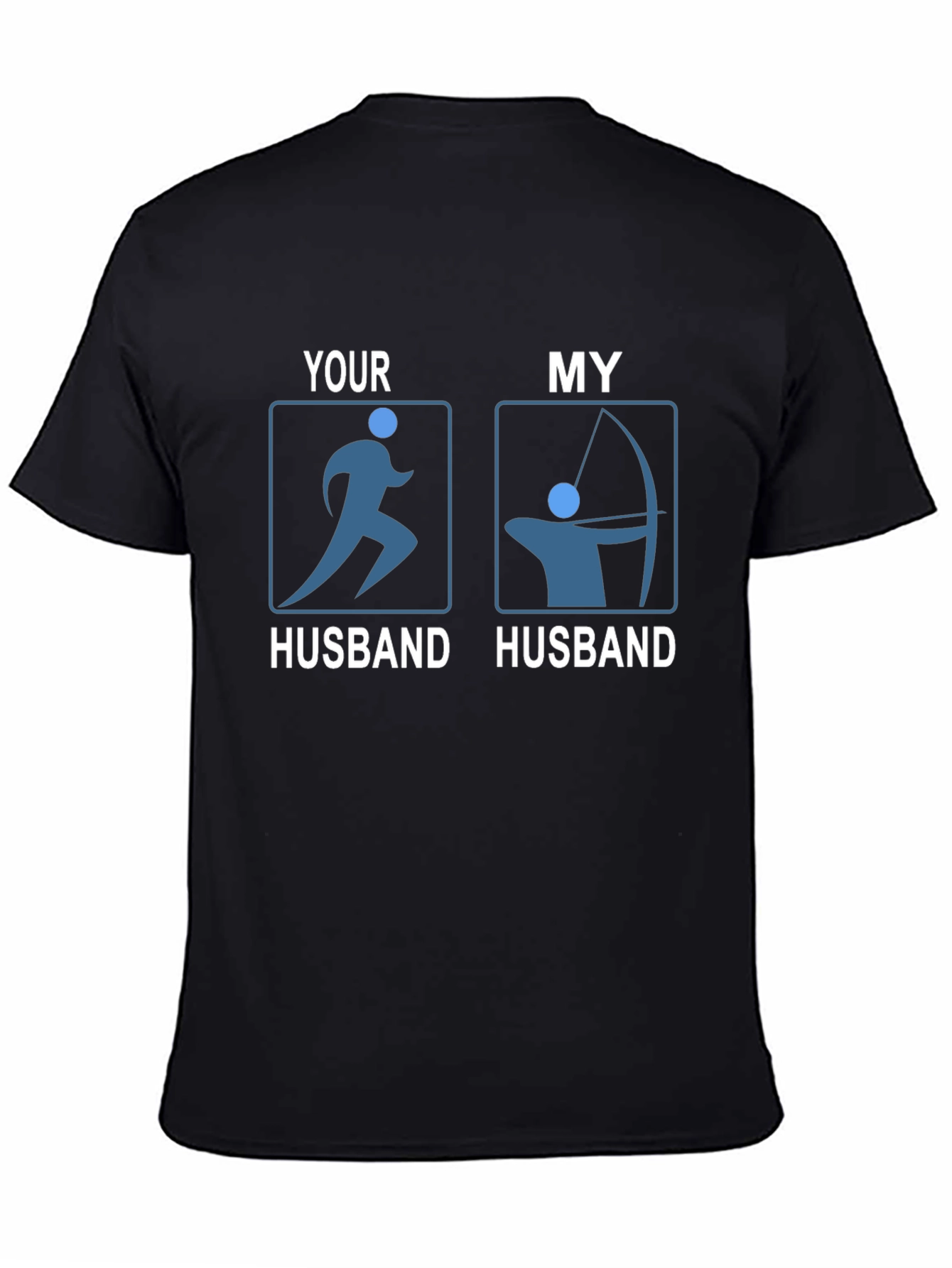 Black Funny Husband T-Shirt: Running & Archery Humor view 4