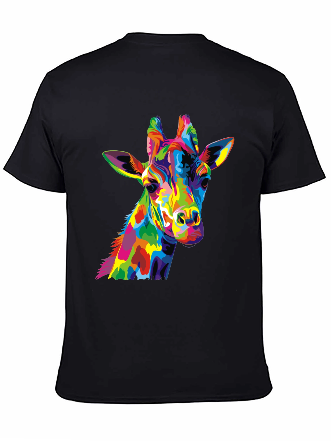Black Colorful Giraffe Graphic Tee view 4