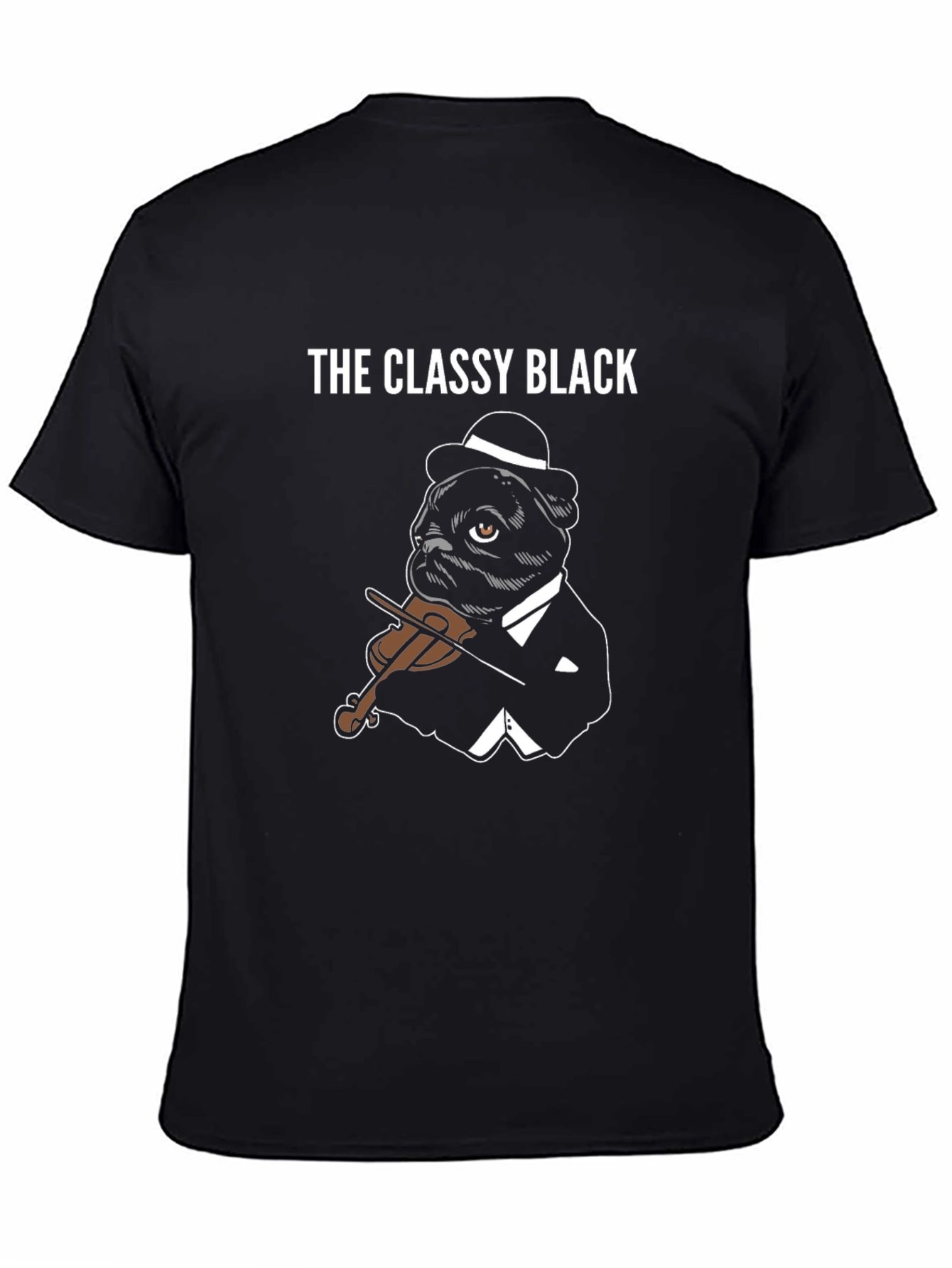 Black The Classy Black Pug T-Shirt view 4