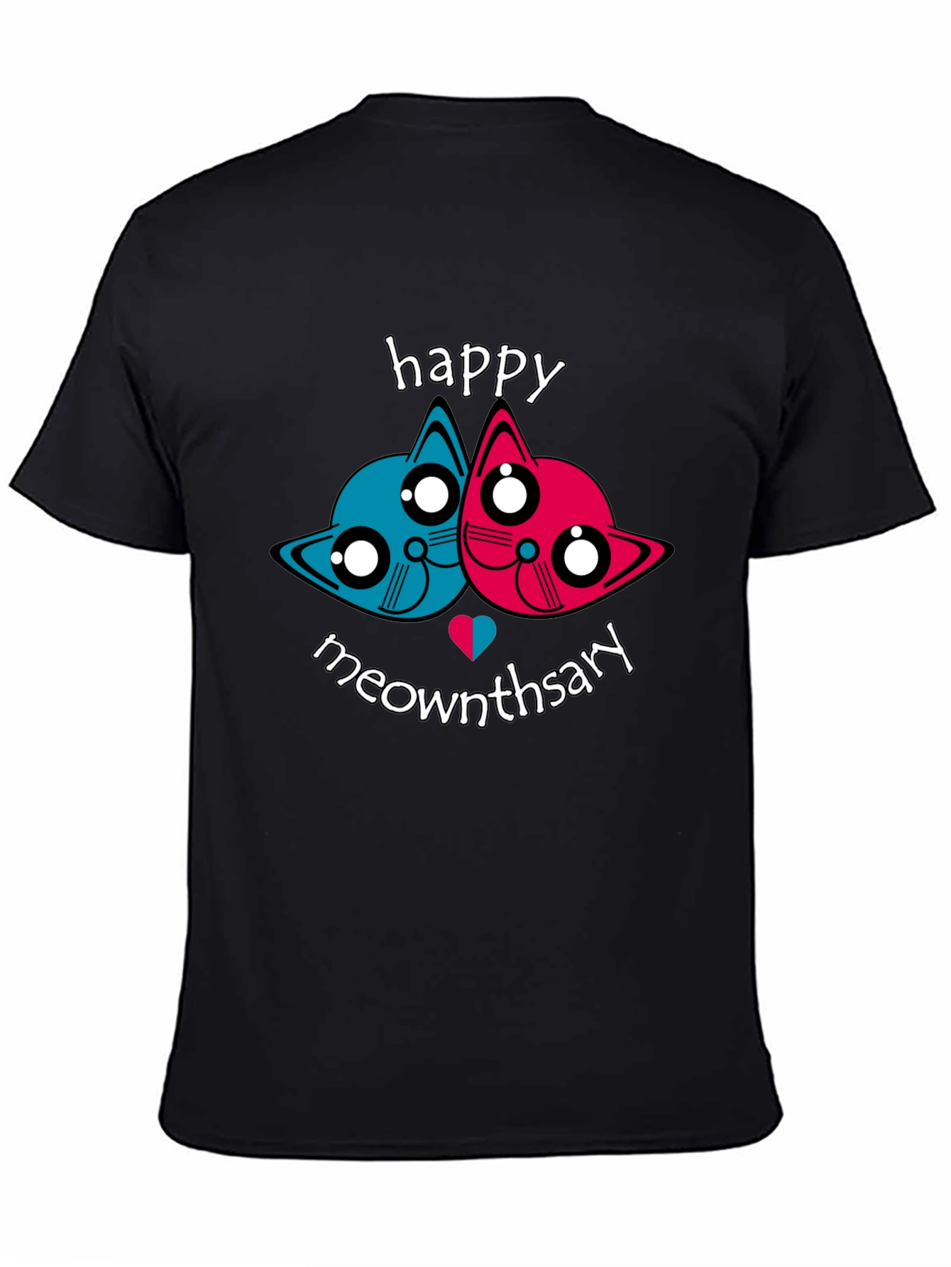 Black Happy Meownthsary Graphic Tee - Anniversary Cat Lovers view 4