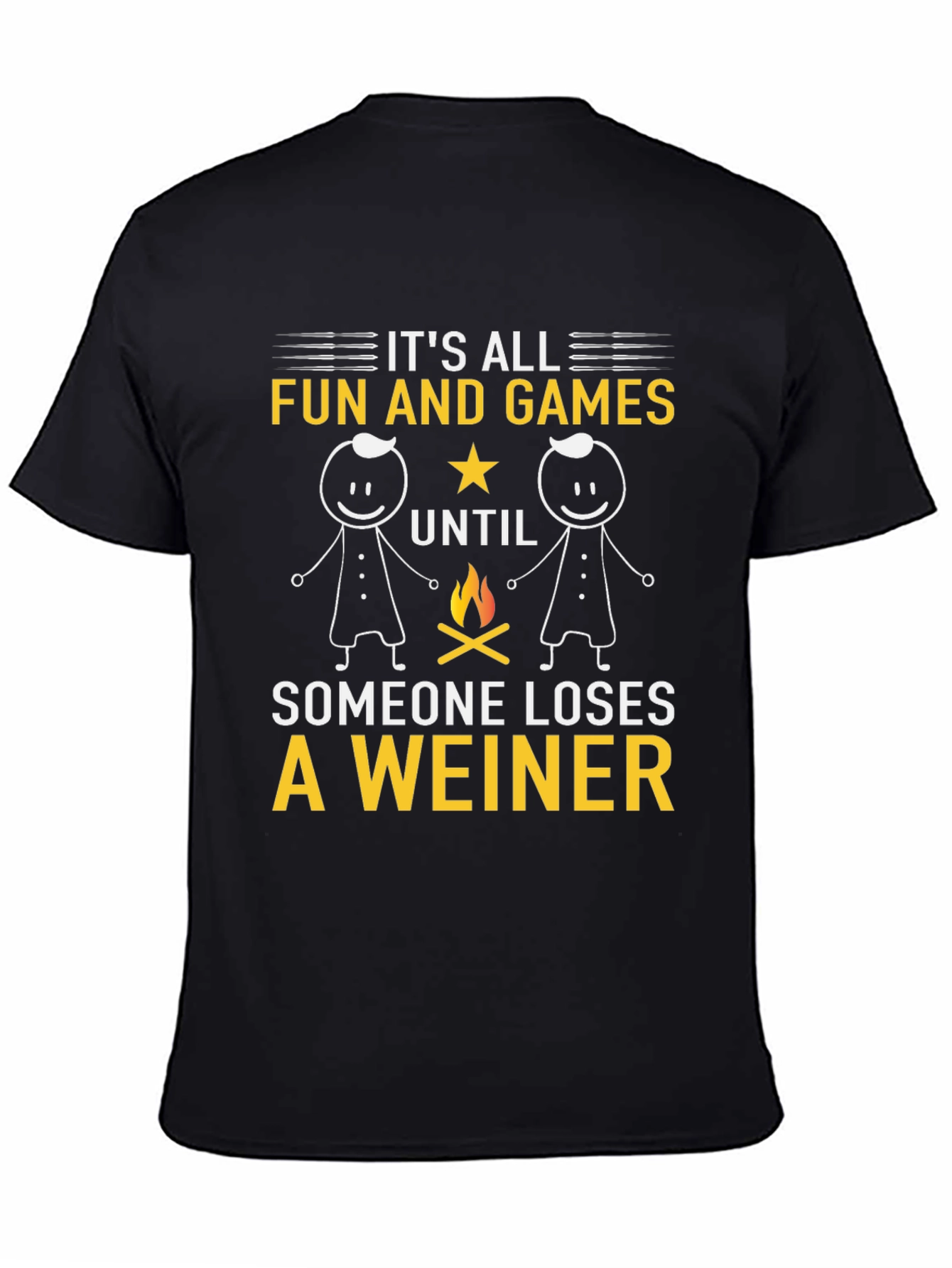 Black Funny Weiner Camping T-Shirt - It's All Fun and Games view 4