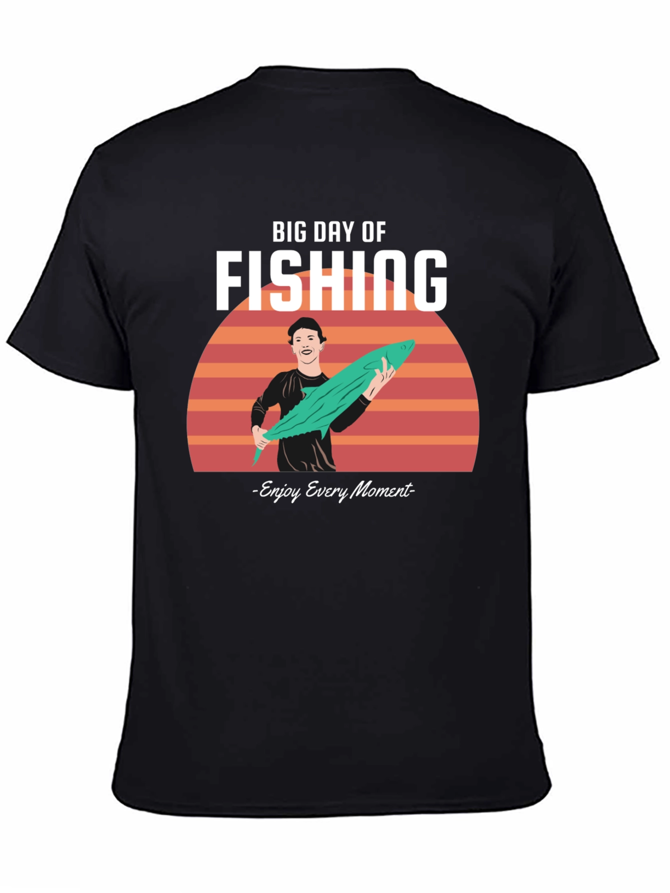 Black Fishing T-Shirt - Big Day Of Fishing Design view 4