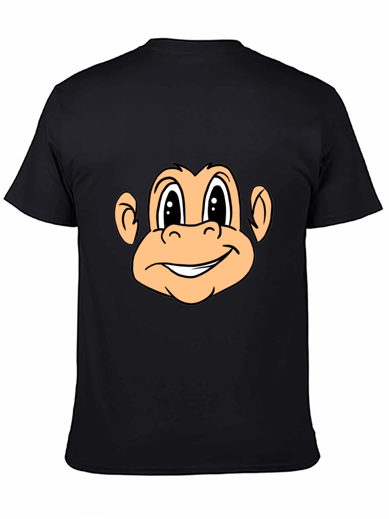 Black Monkey Face Graphic Tee - Black Crew Neck T-Shirt view 4