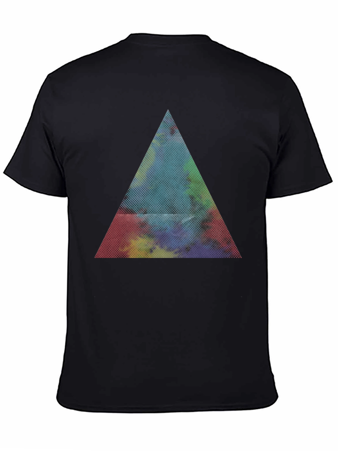 Black Abstract Triangle Graphic Black T-Shirt view 4