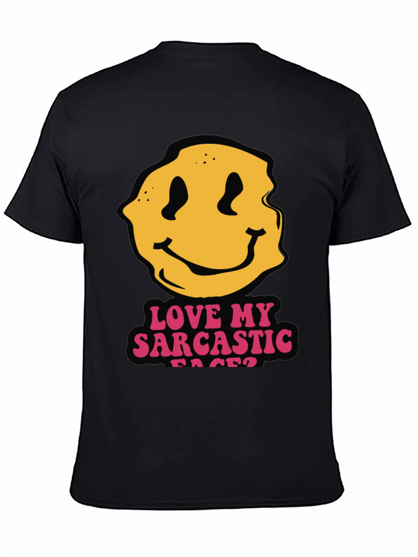 Black Sarcastic Faces Black T-Shirt - Funny Graphic Tee view 4