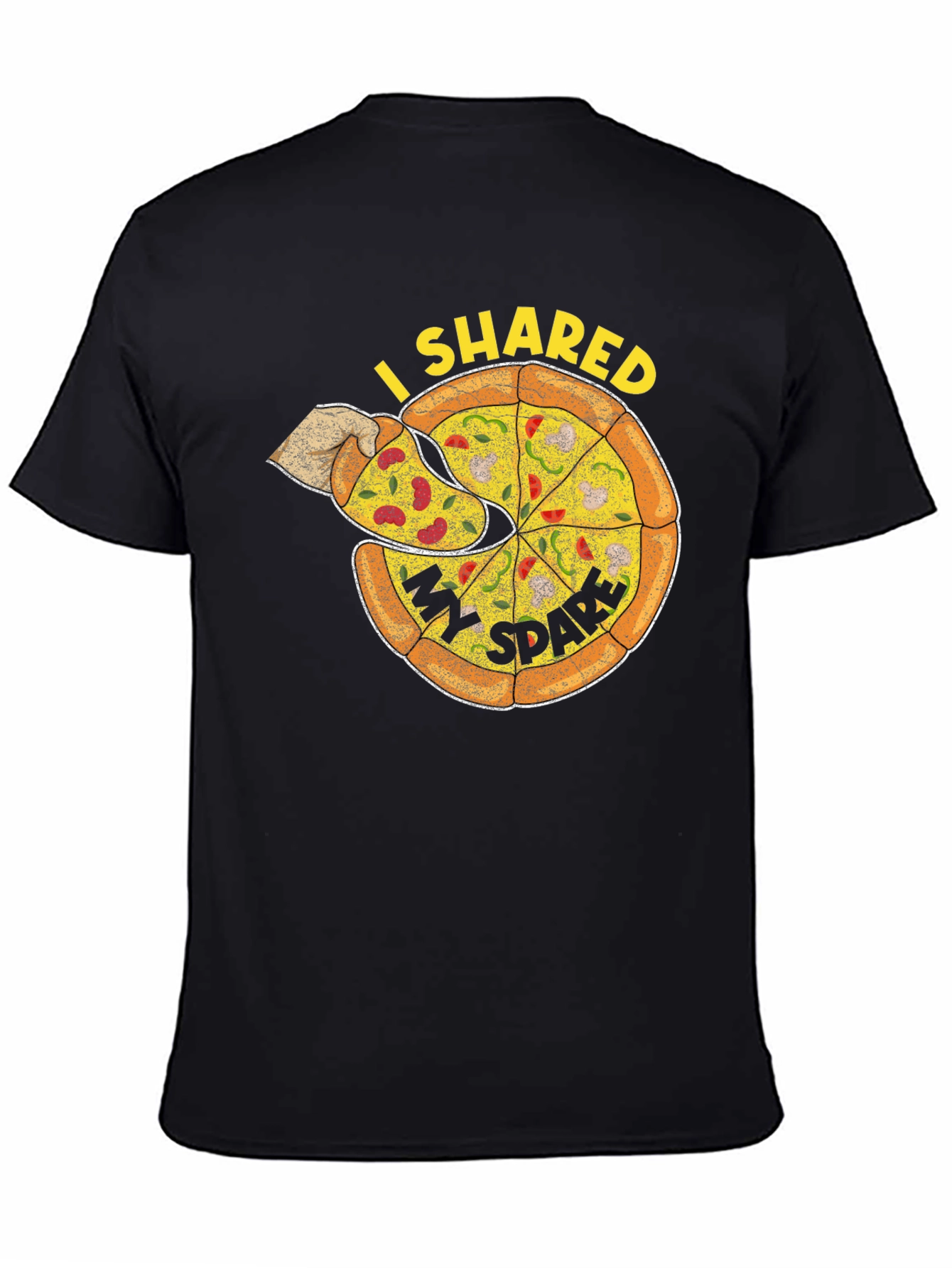 Black I Shared My Spare Pizza Graphic Tee - Black view 4