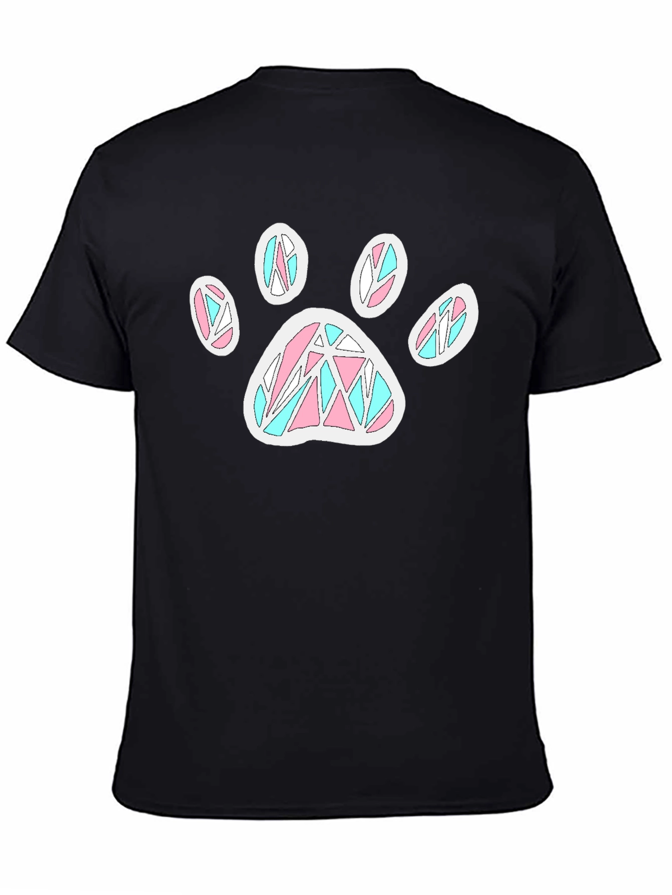 Black Paw Print T-Shirt - Black Cotton Blend, Funky Design view 4