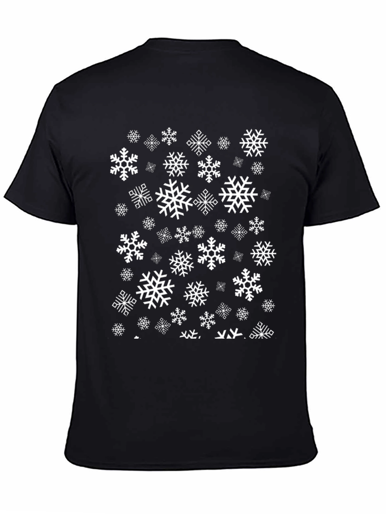 Black Snowflake Pattern Black T-Shirt view 4
