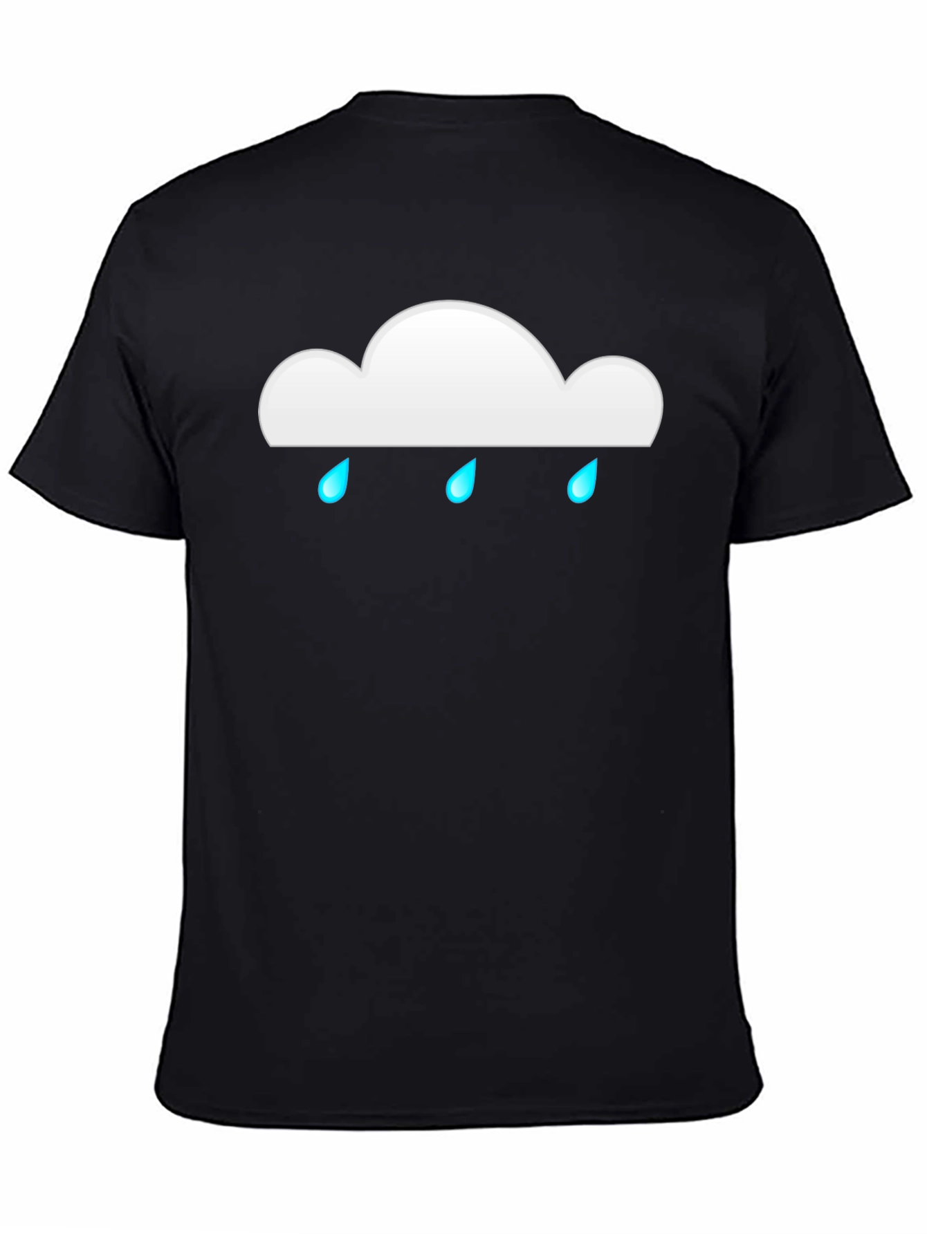 Black Rainy Cloud Graphic Tee - Black Cotton Casual T-Shirt view 4