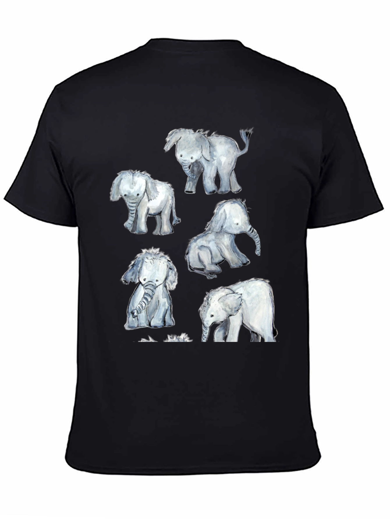 Black Elephant Watercolor Graphic Tee - Black view 4