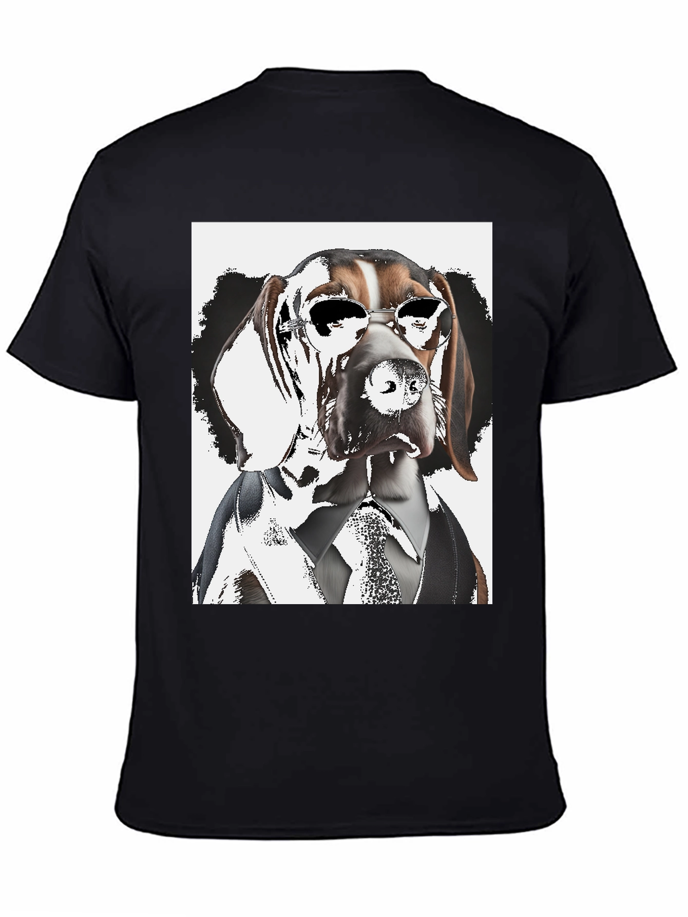 Black Dogfather T-Shirt: Suave Hound in Shades view 4