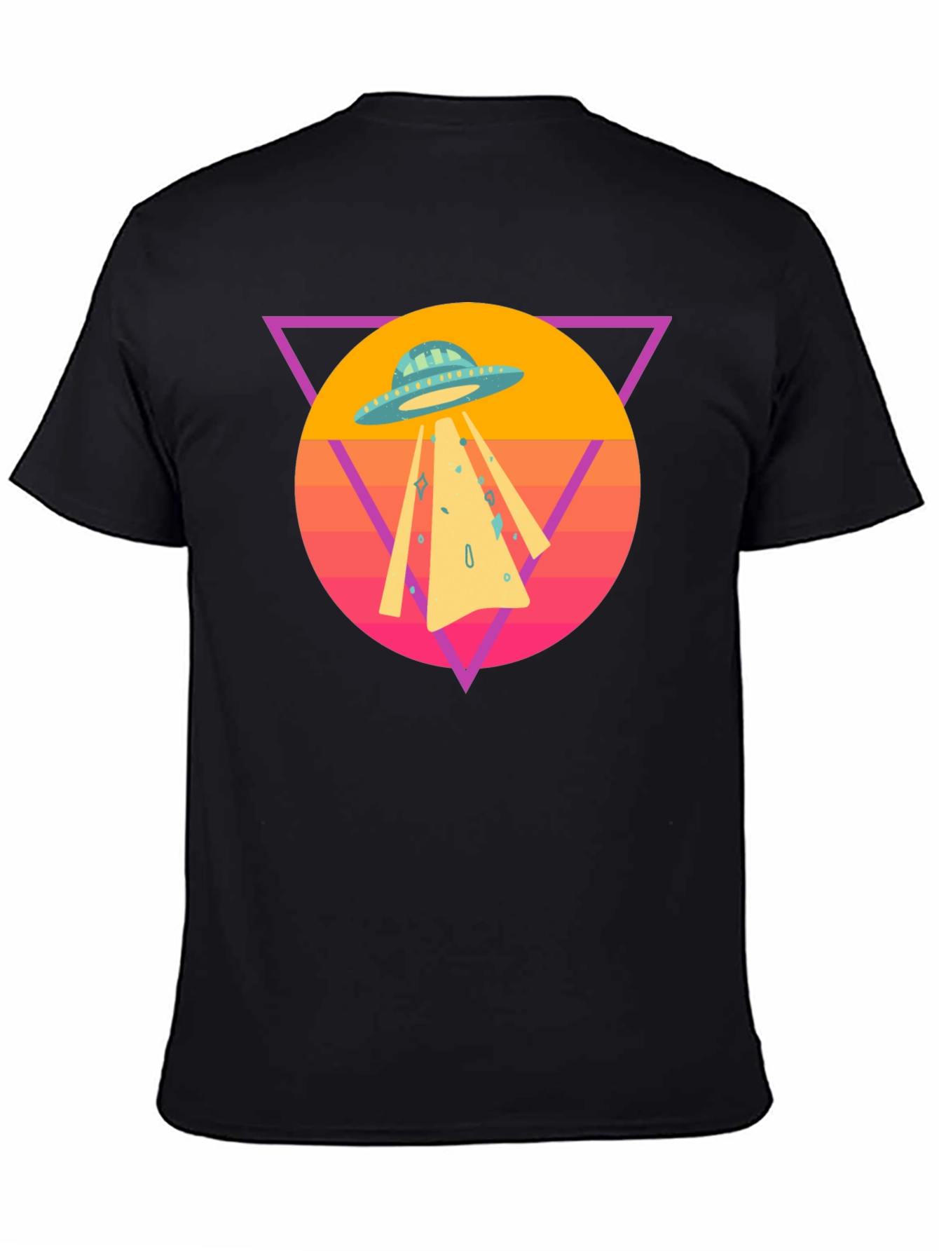 Black Retro UFO T-Shirt - Black Cotton Blend Tee view 4