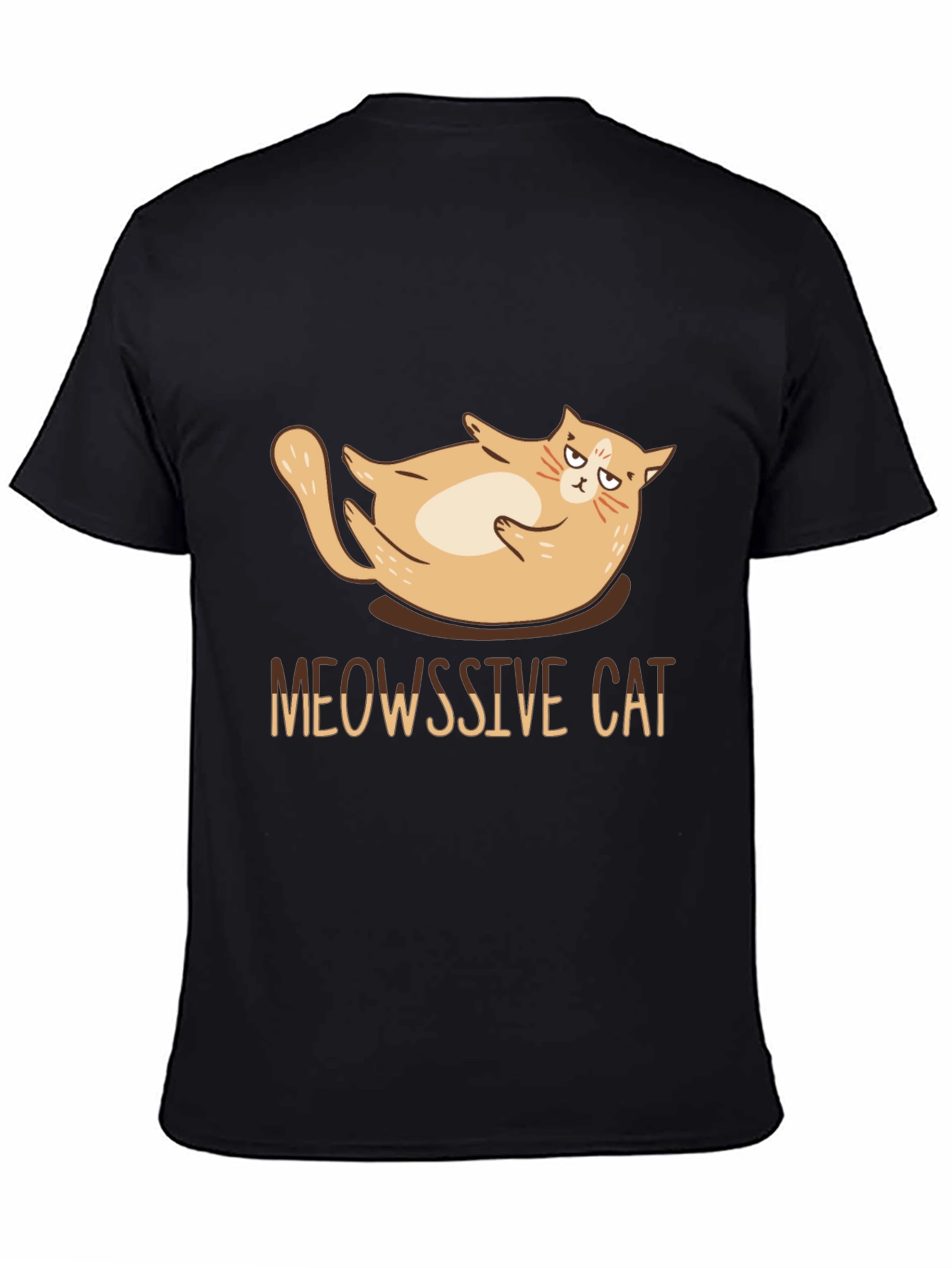 Black Meowssive Cat T-Shirt - Funny Graphic Tee view 4