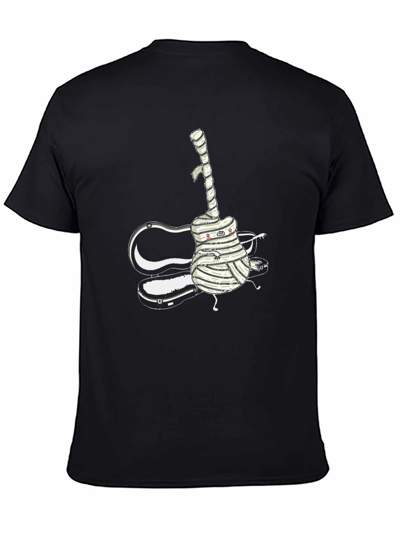 Black Guitar Mummy Graphic T-Shirt - Black view 4