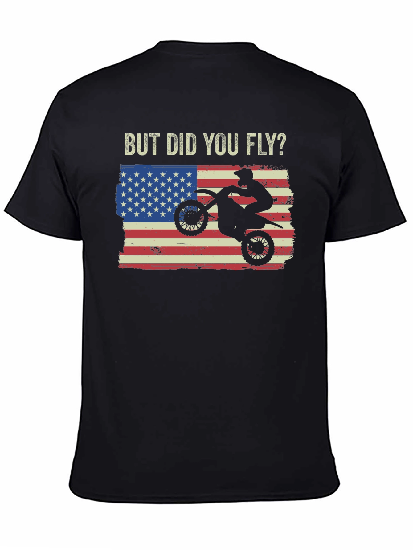 Black But Did You Fly T-Shirt, Motocross USA Flag view 4