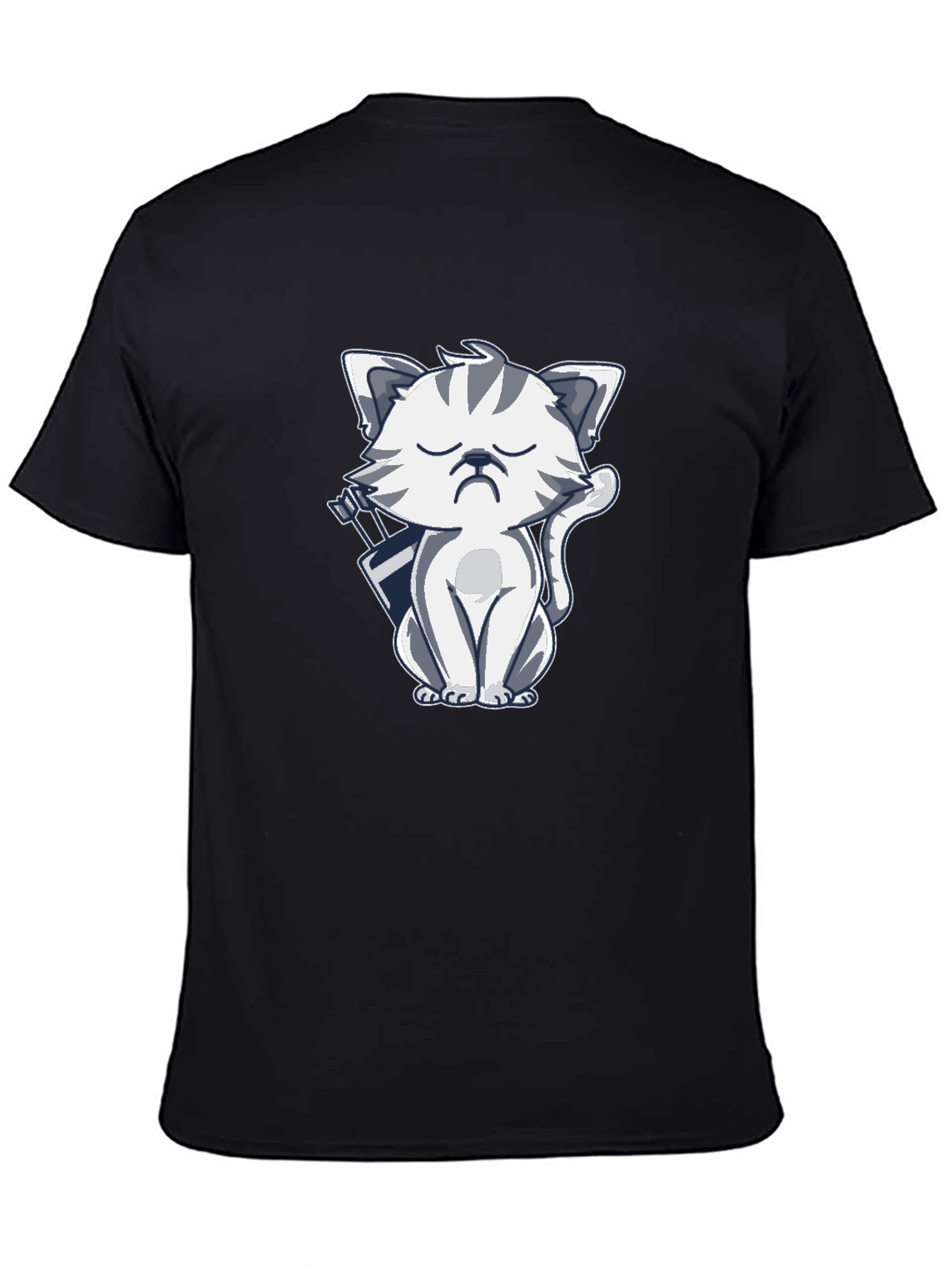 Black Grumpy Archer Cat Graphic T-Shirt - Black view 4