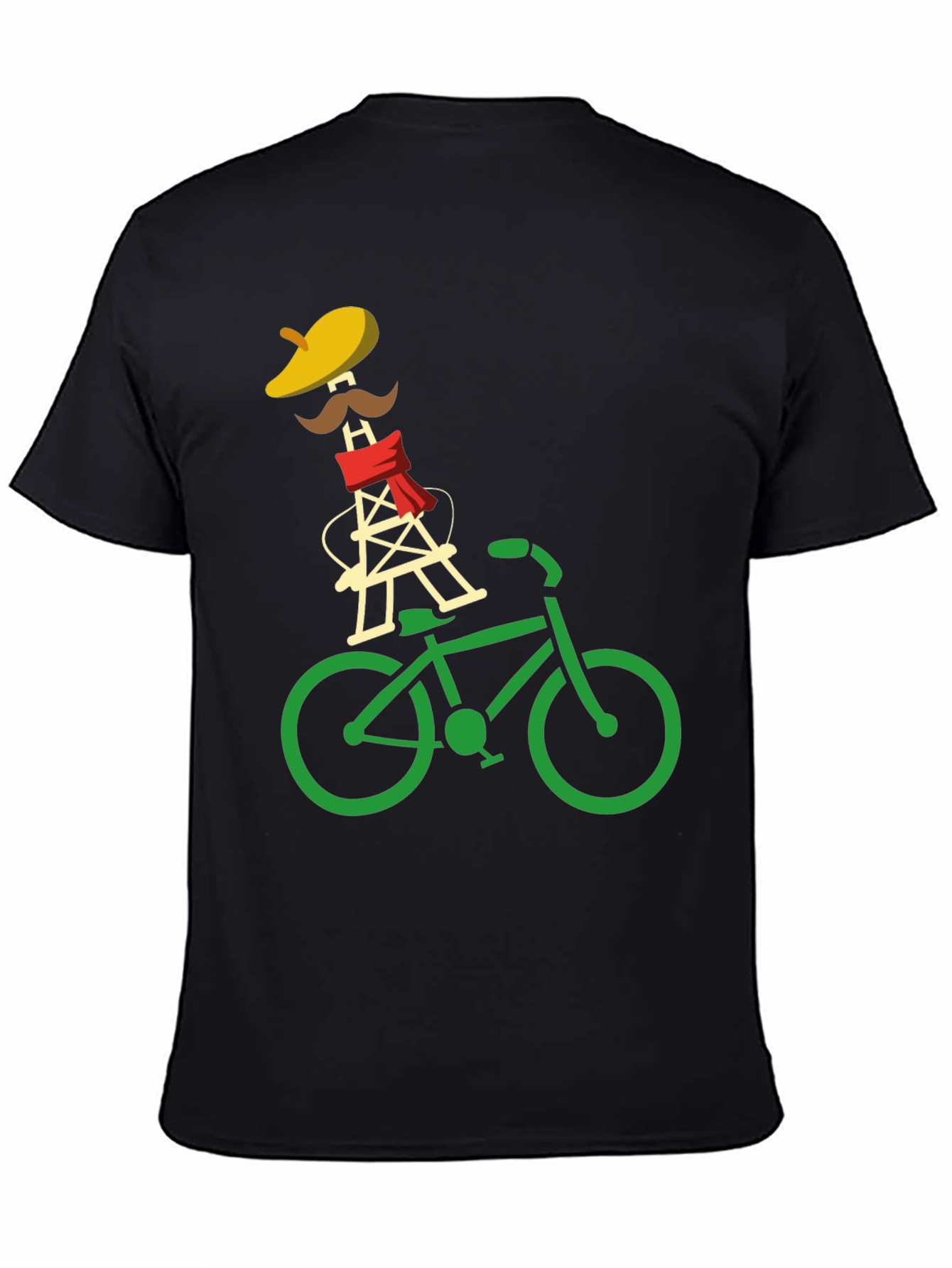 Black Eiffel Tower Bike Ride Graphic Tee view 4
