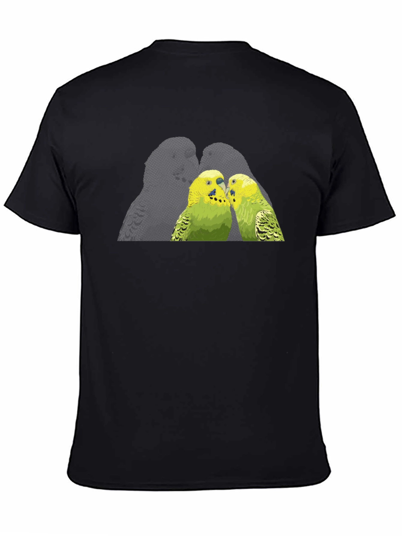 Black Parakeet Kiss Graphic Tee - Black Cotton Shirt view 4