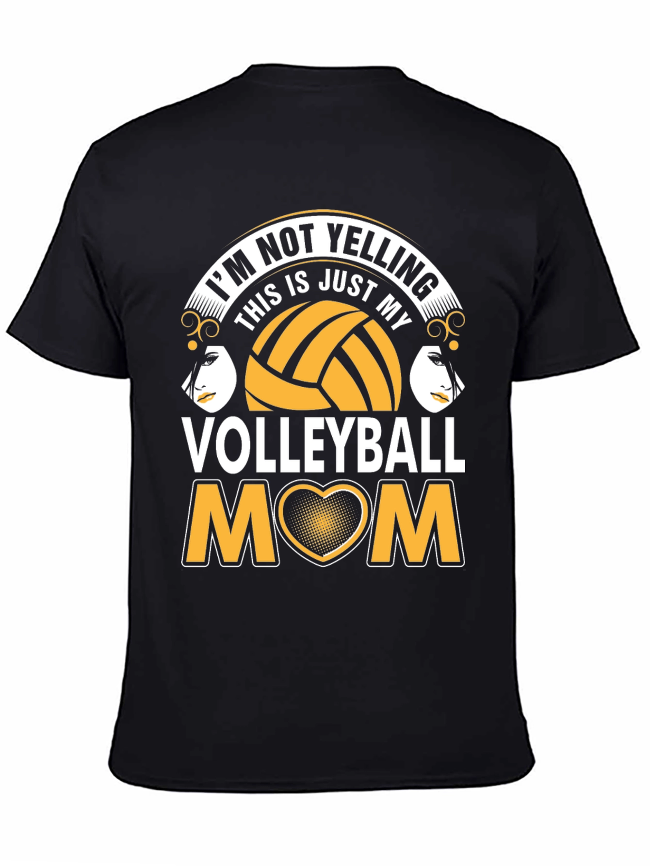 Black Volleyball Mom T-Shirt - I'm Not Yelling! view 4