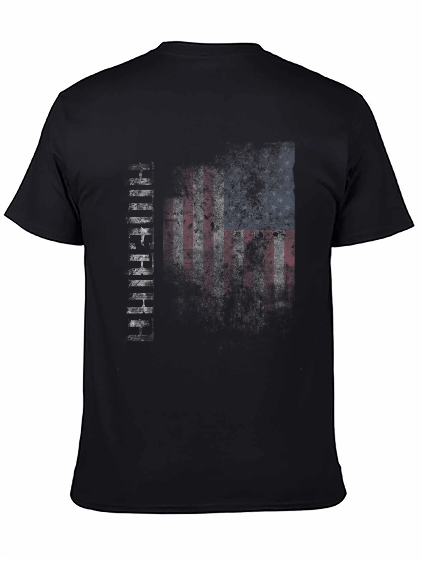 Black Patriotic USA Flag Graphic Print Crew Neck T-Shirt view 4