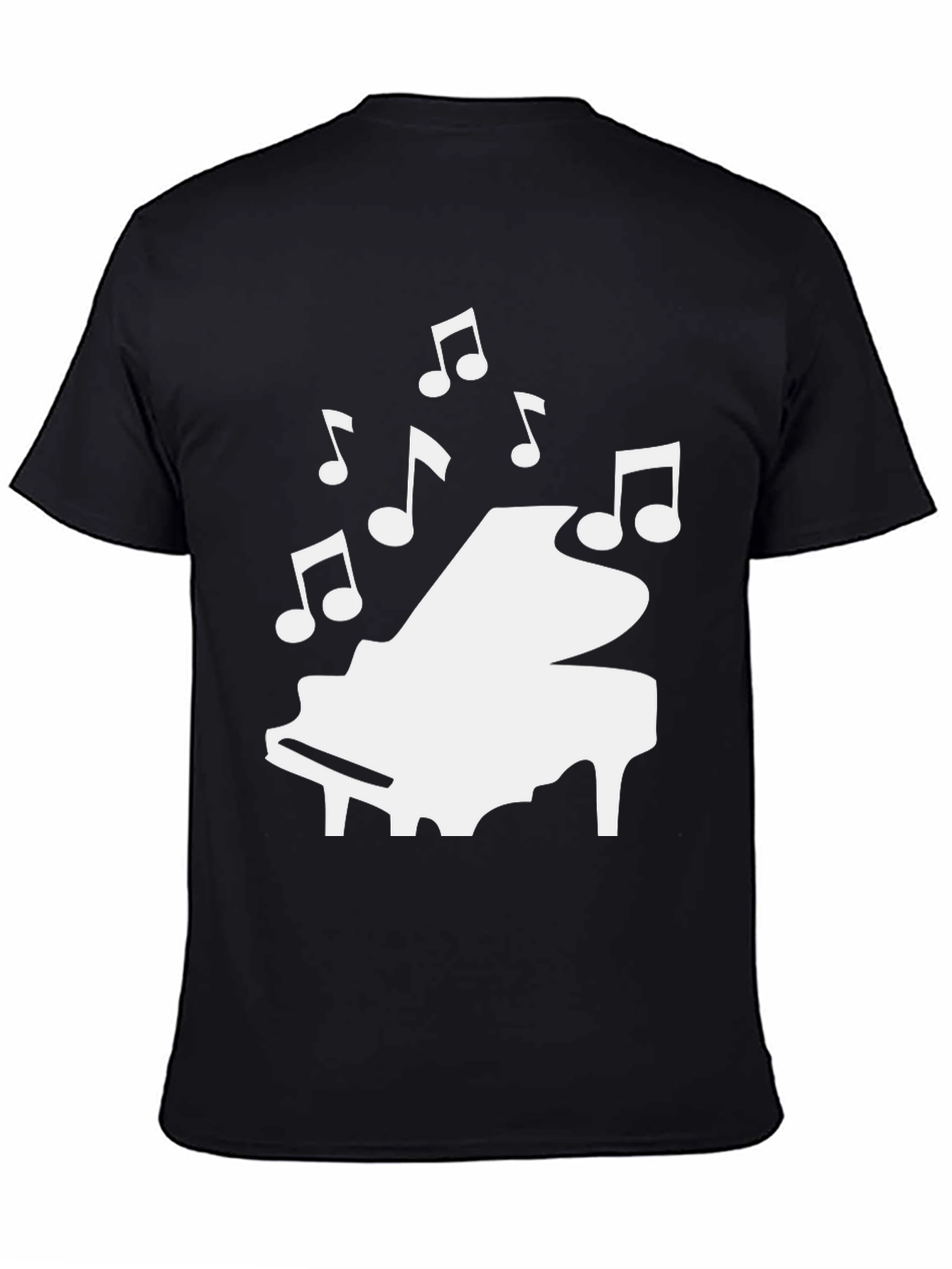 Black Piano Music Notes Graphic Tee view 4