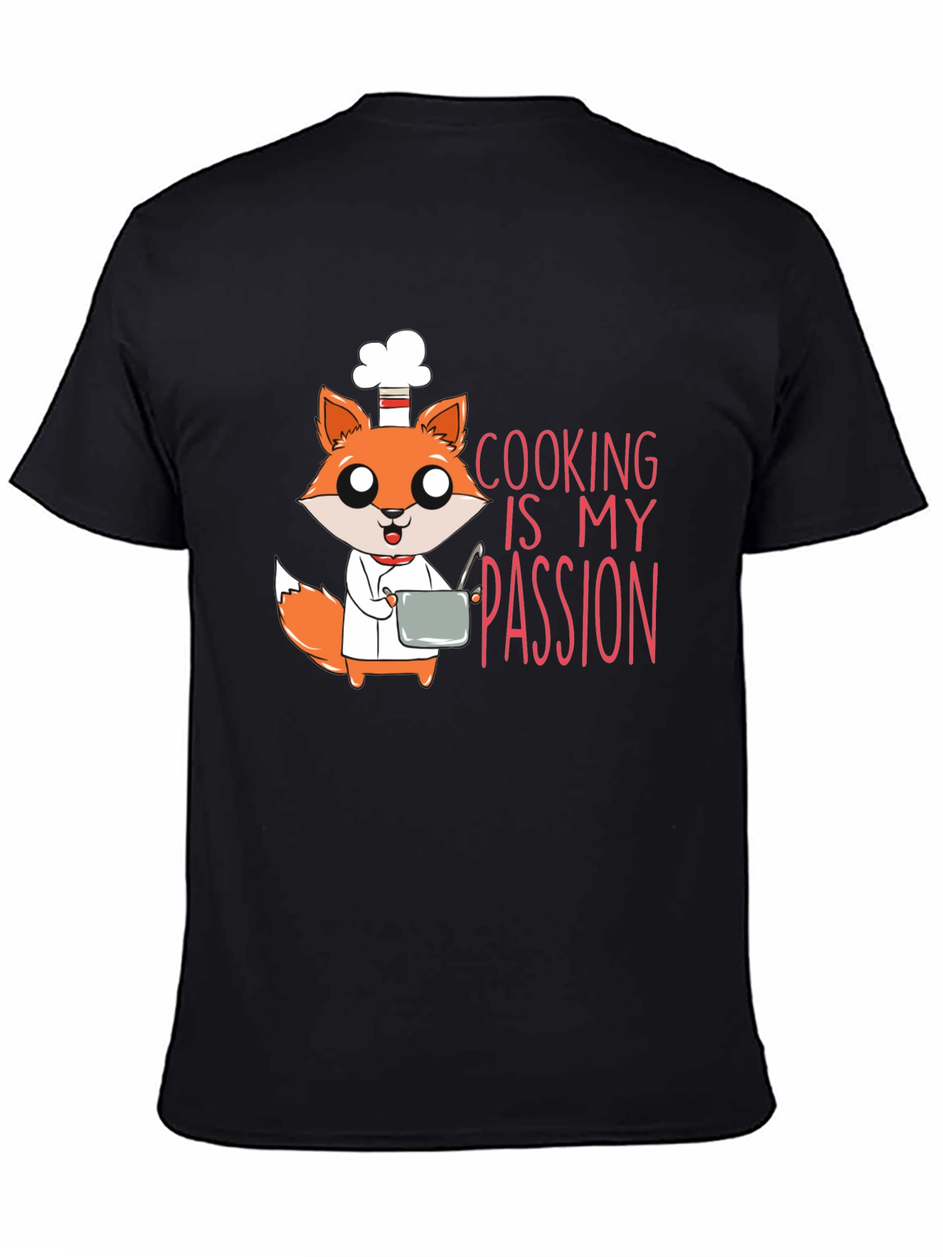 Black Chef Fox T-Shirt - Cooking Is My Passion view 4