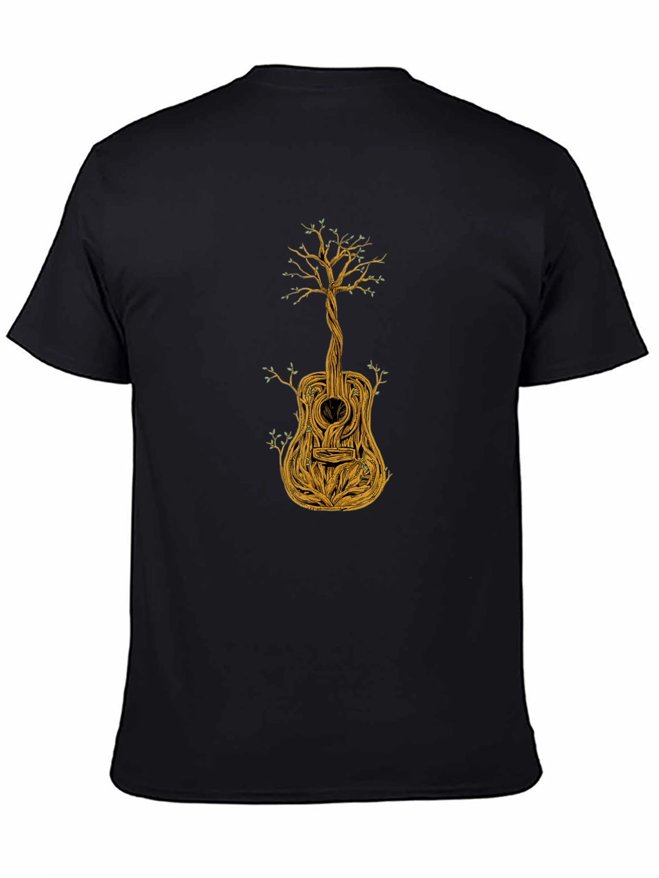 Black Guitar Tree Graphic Tee - Black Cotton Blend view 4