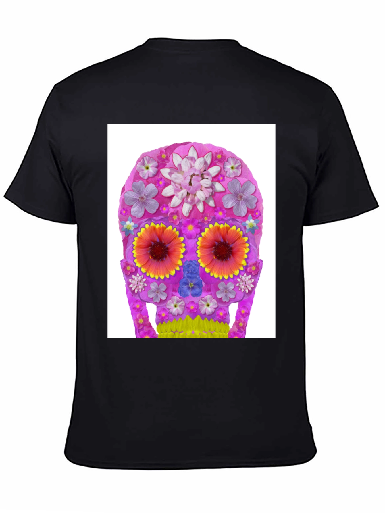 Black Floral Sugar Skull Graphic T-Shirt view 4
