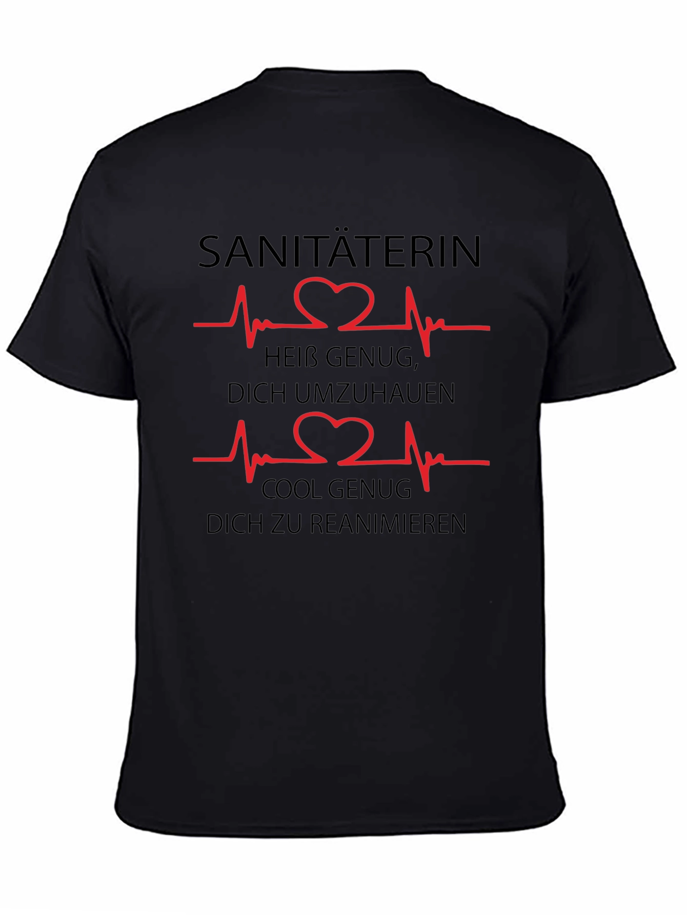 Black Funny Sanitäterin Heartbeat T-Shirt view 4