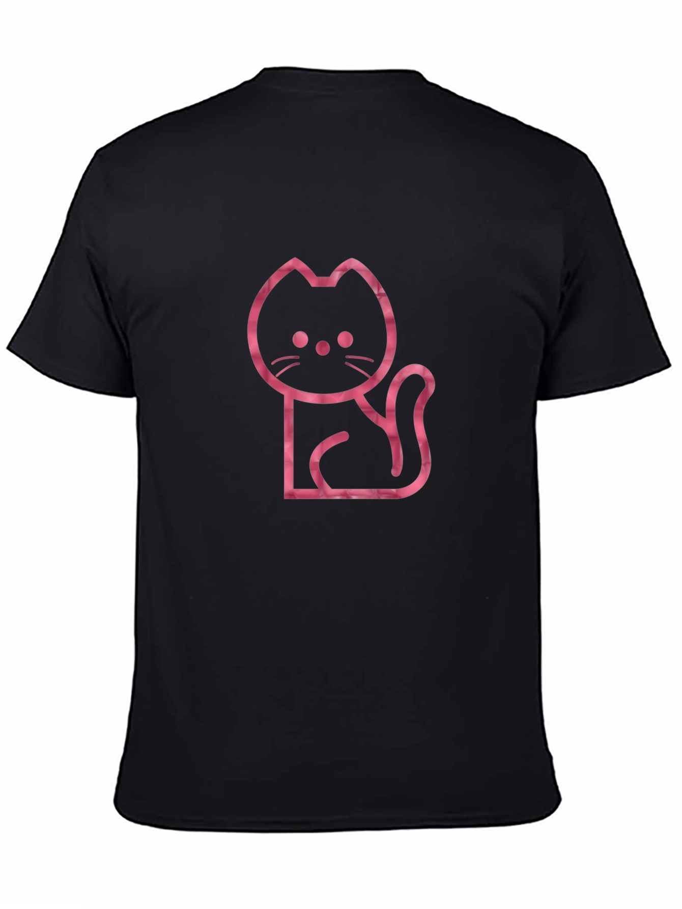 Black Cool Cat Outline Graphic Tee - Black view 4