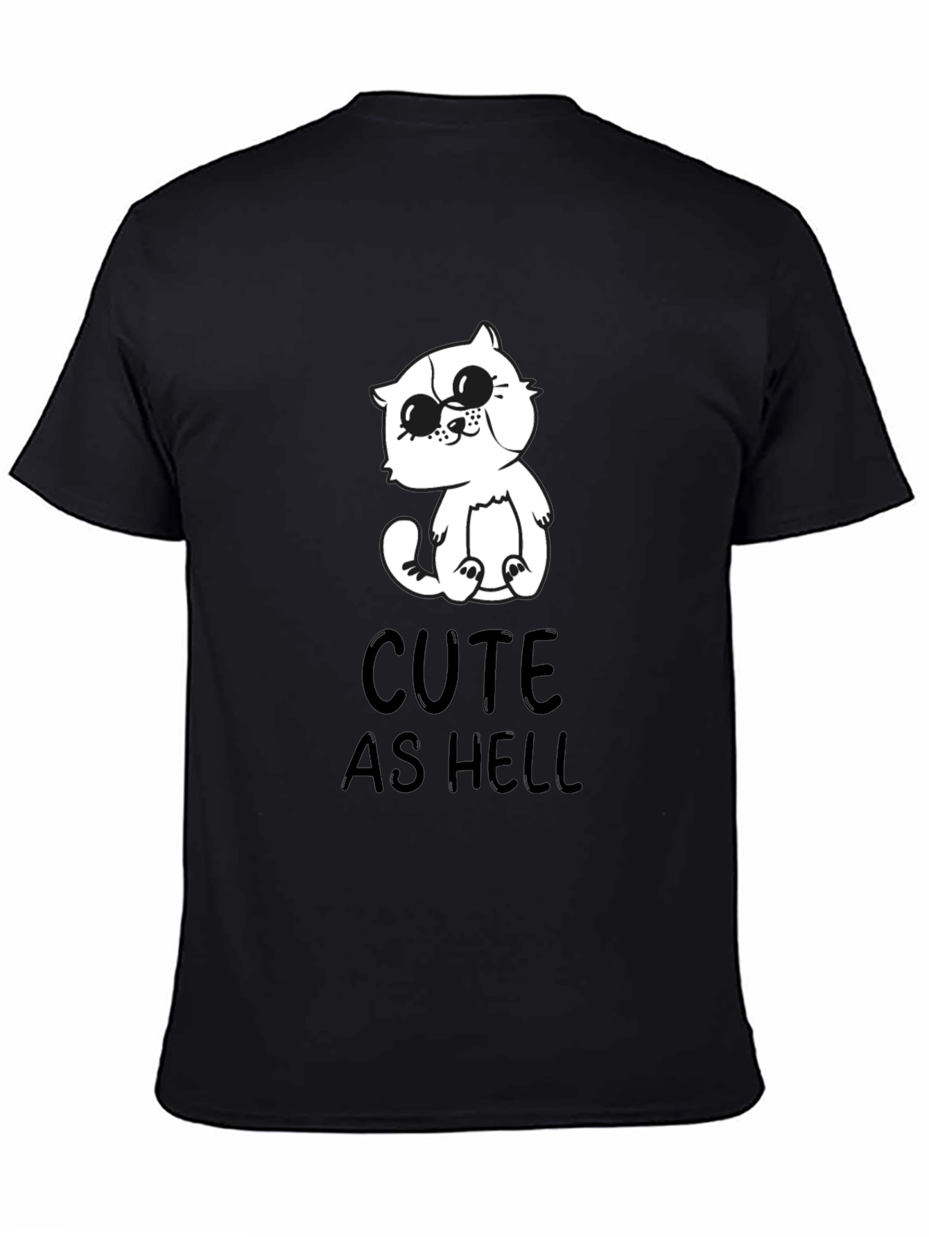 Black Cute As Hell Cat Graphic T-Shirt - Black view 4