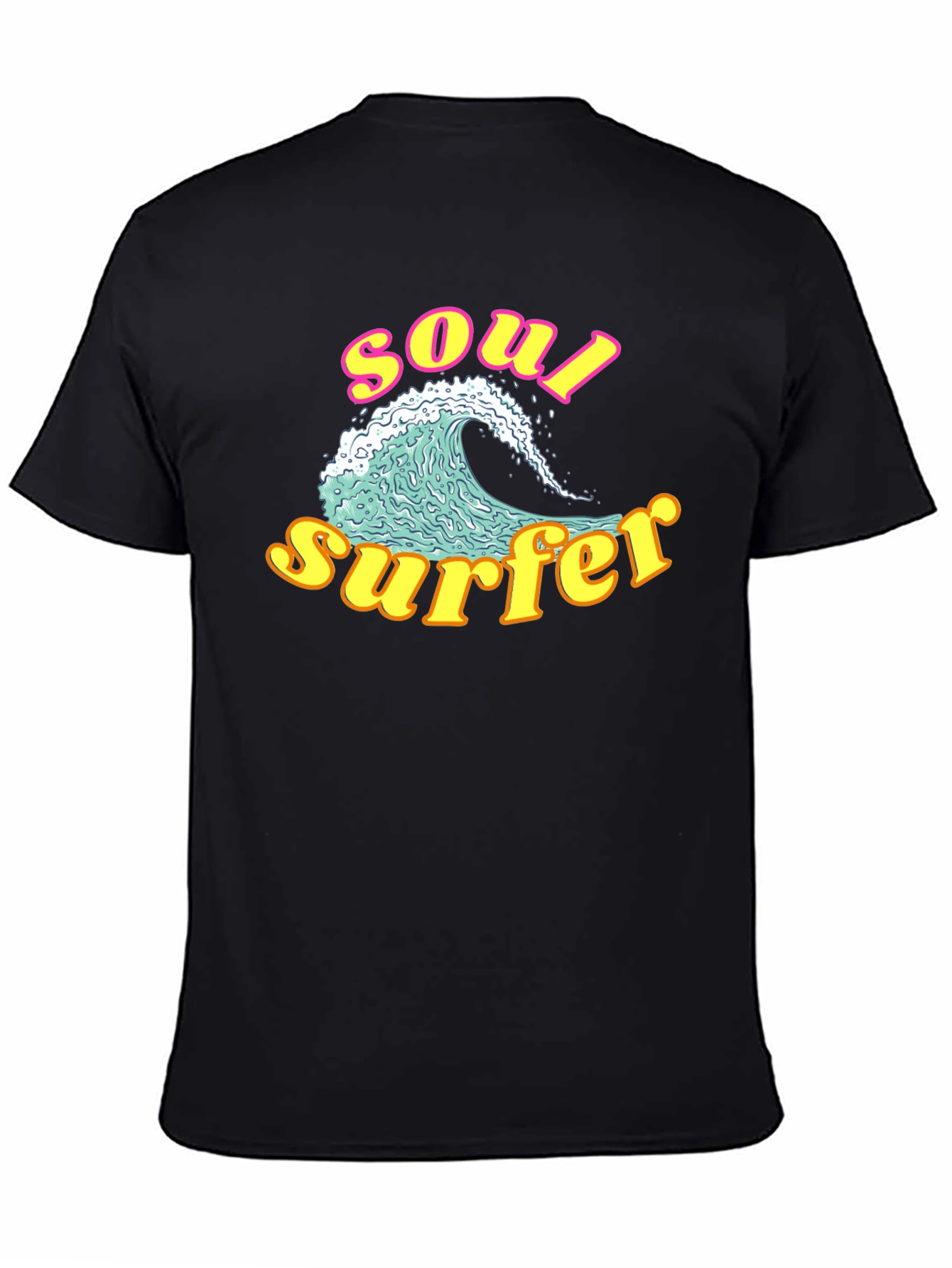 Black Soul Surfer Graphic Tee - Retro Wave Design view 4