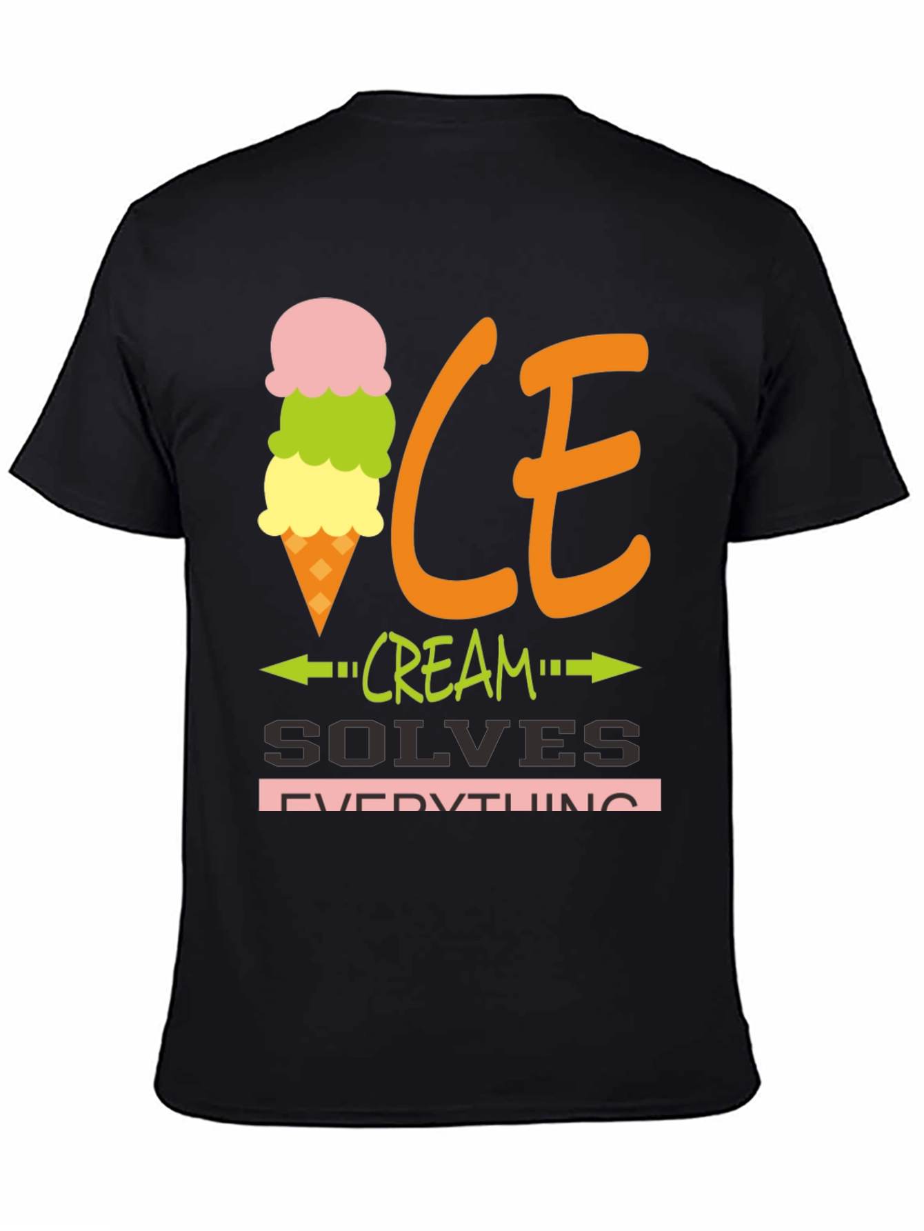 Black Ice Cream Solves Everything Graphic Tee view 4