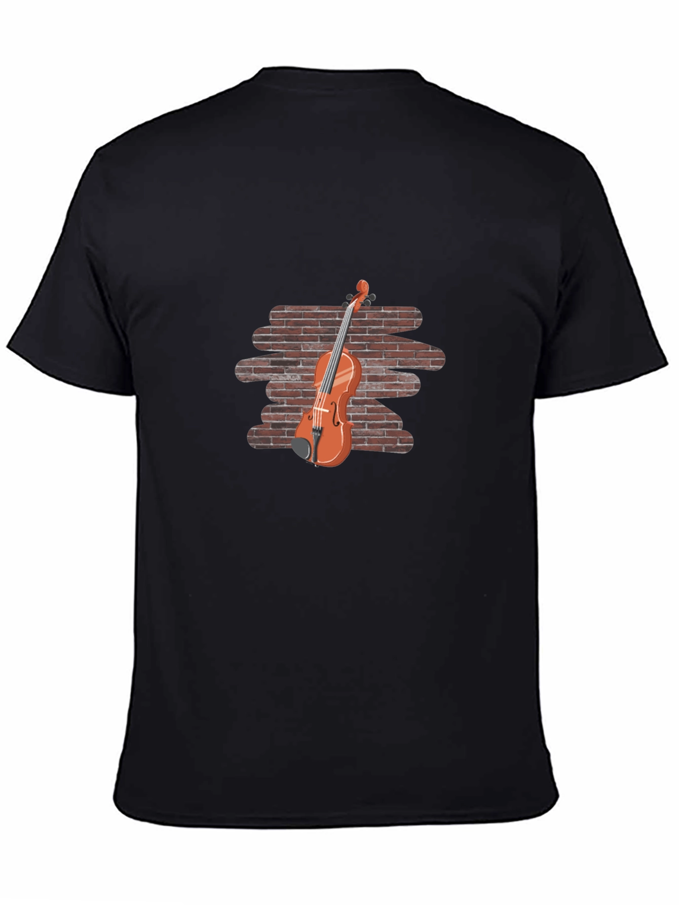 Black Brick Wall Violin Graphic Tee view 4